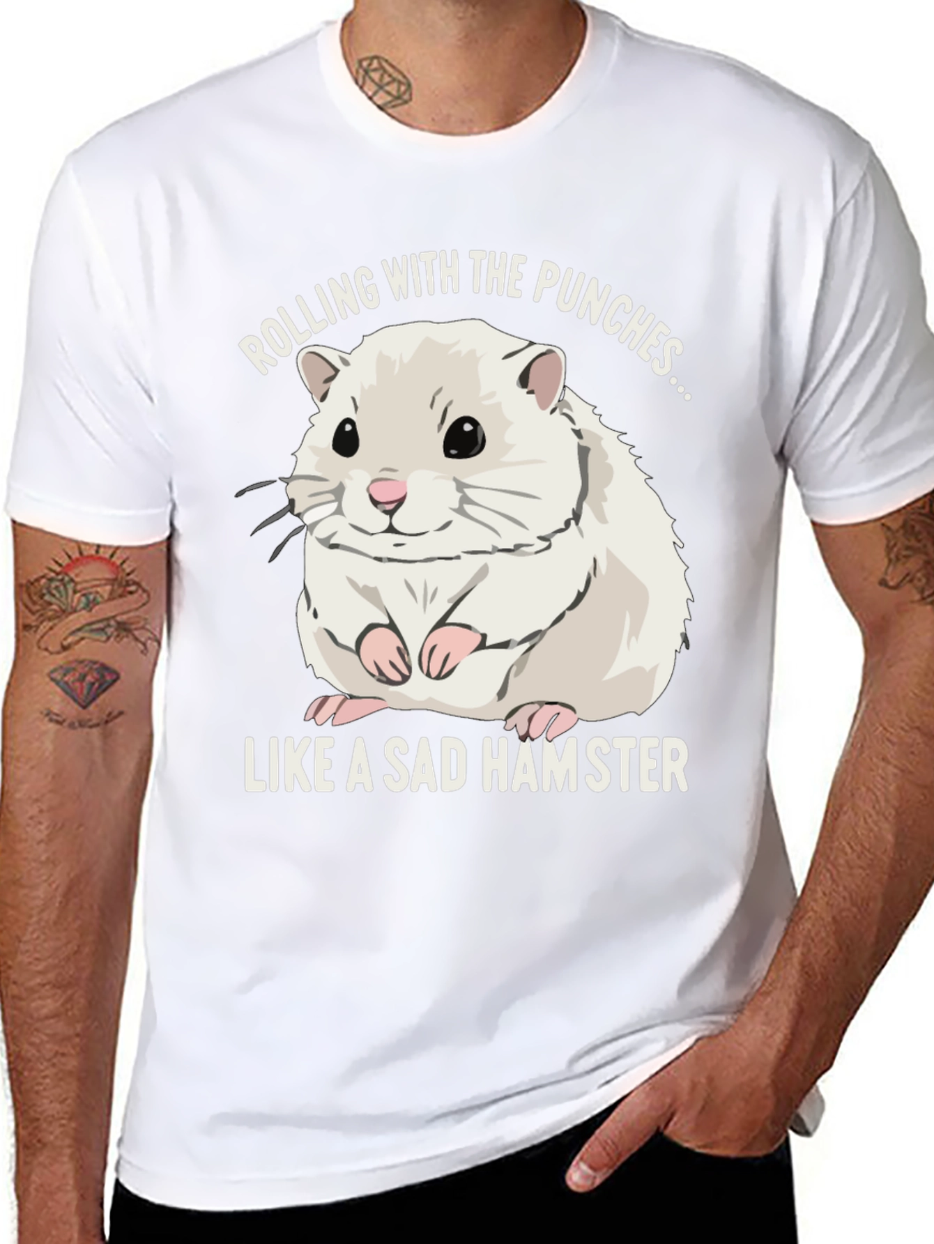 Sad Hamster Graphic T-Shirt - Rolling With The Punches