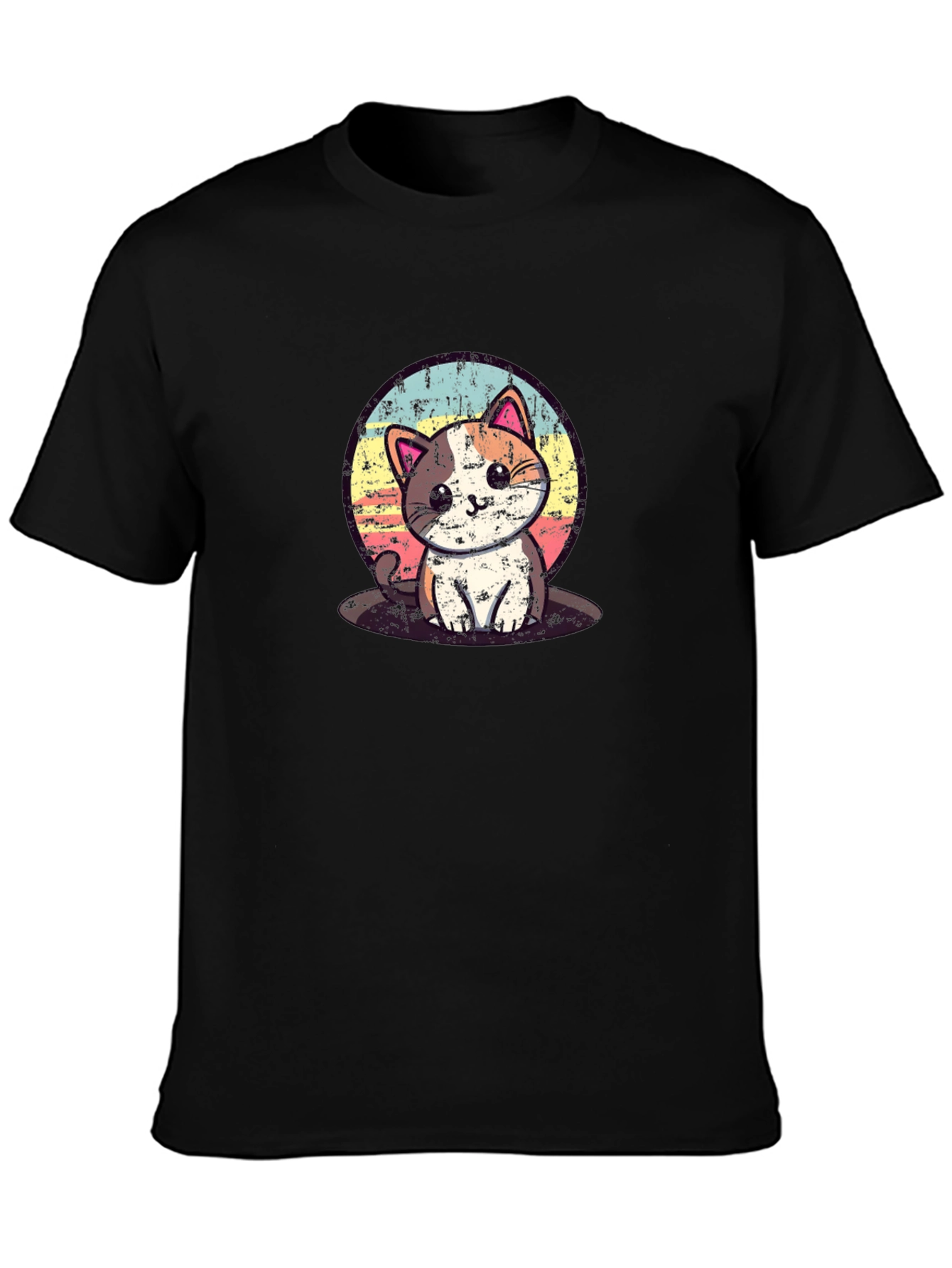 Cute Kitten Graphic Tee - Soft Black Cotton Shirt
