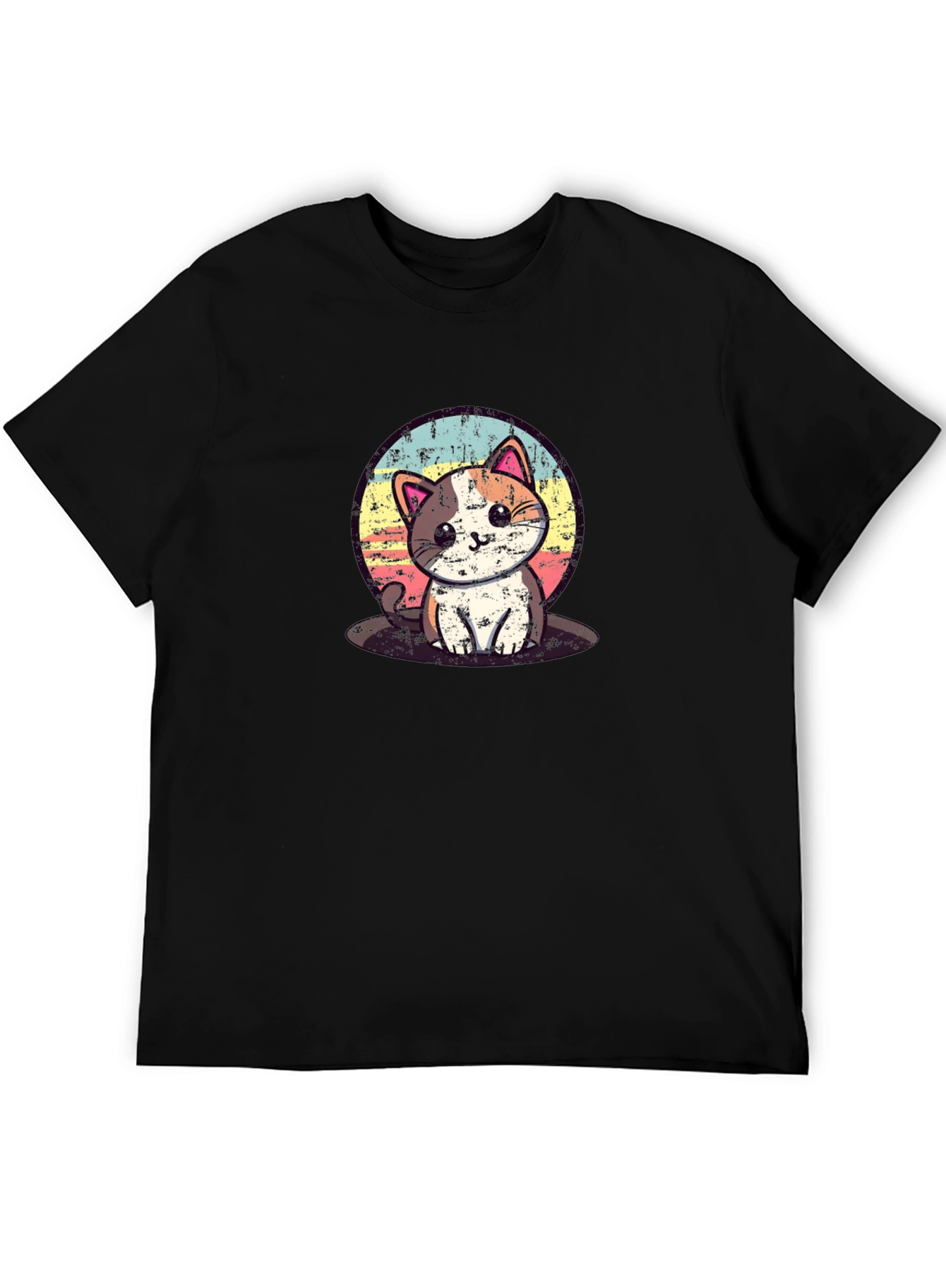 Cute Kitten Graphic Tee - Soft Black Cotton Shirt