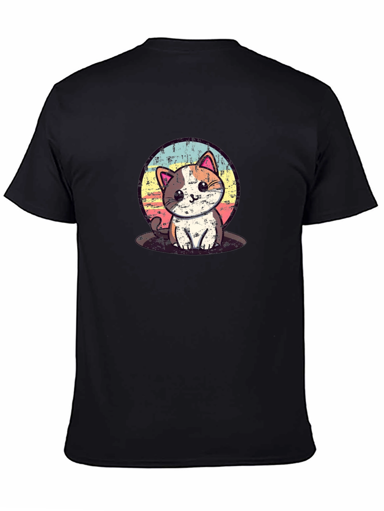 Cute Kitten Graphic Tee - Soft Black Cotton Shirt