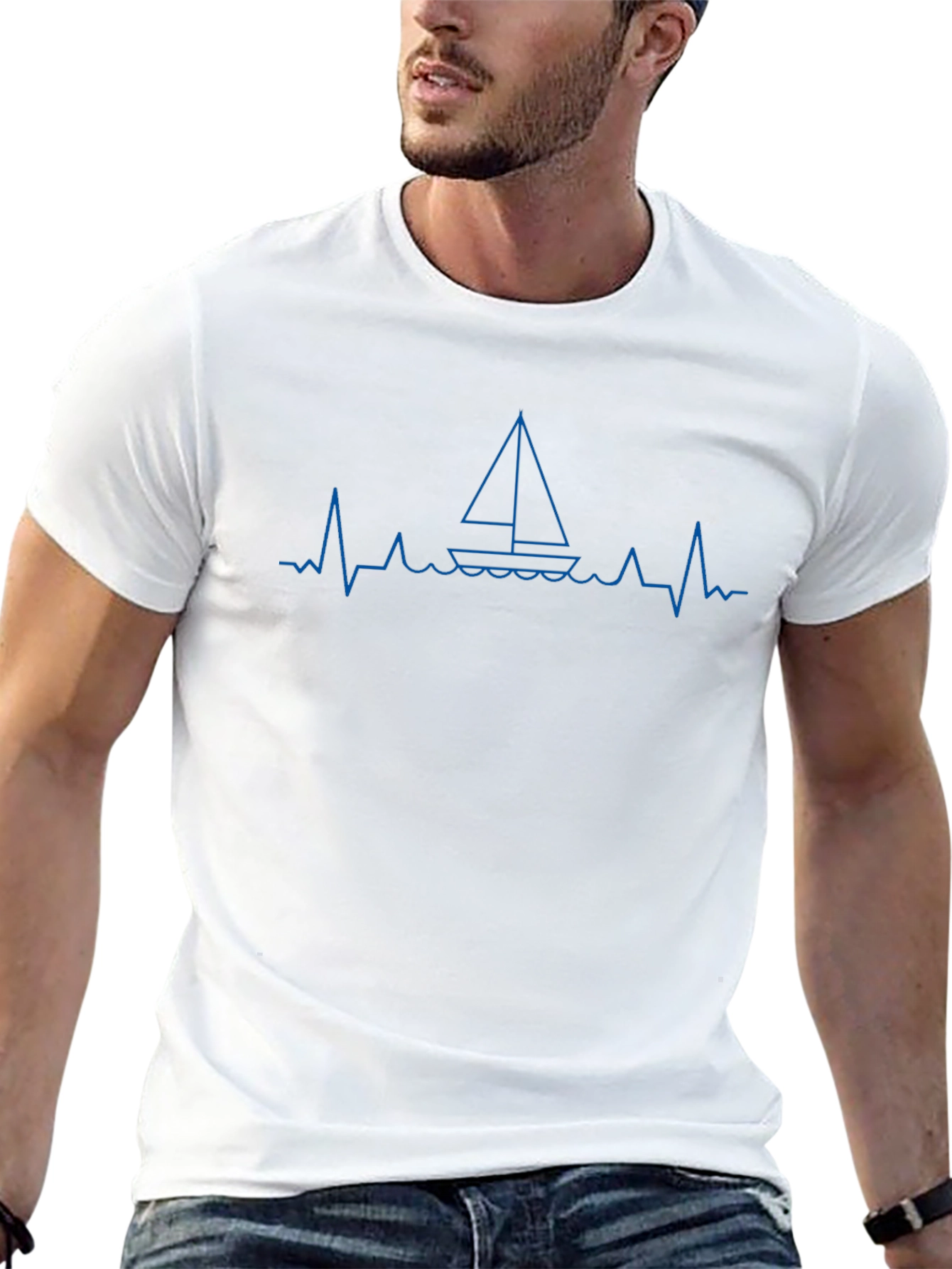 Sailboat Heartbeat Graphic T-Shirt - Nautical Tee