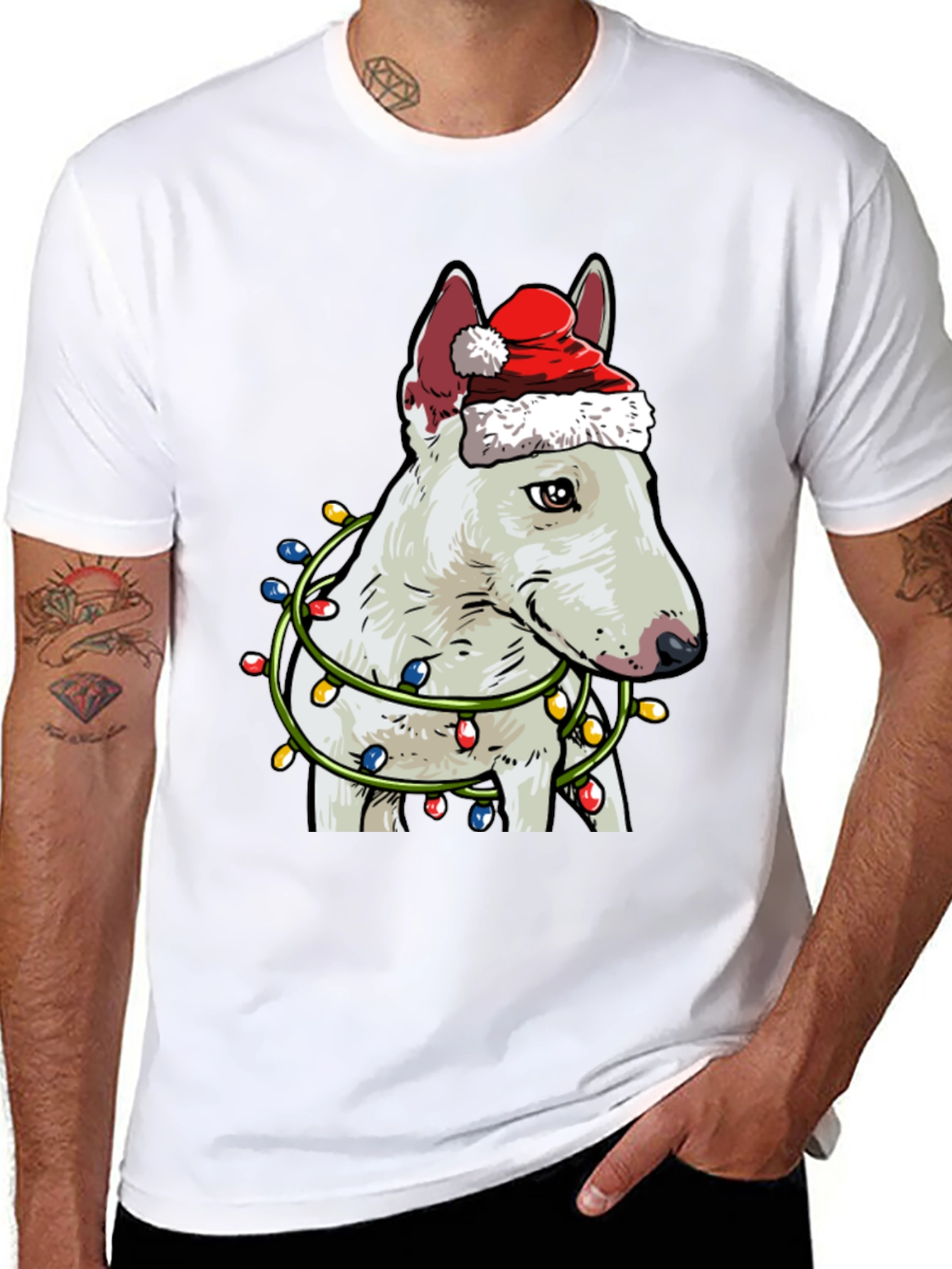Festive Bull Terrier Christmas T-Shirt