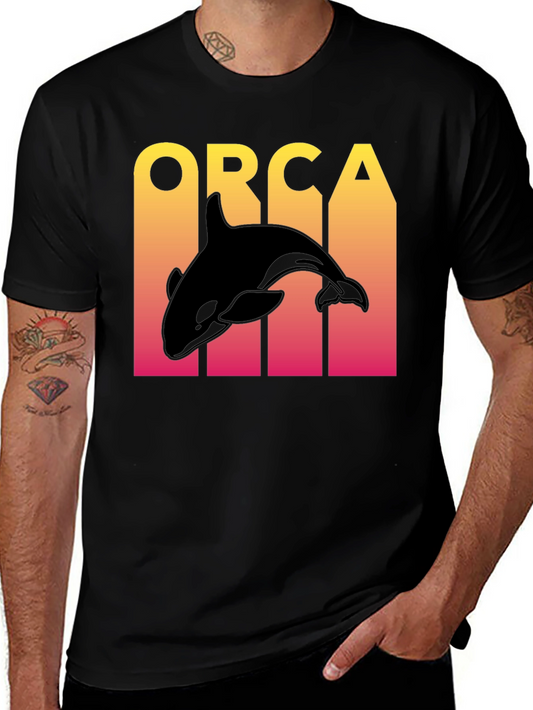 Orca Graphic Print Mens Black T-Shirt