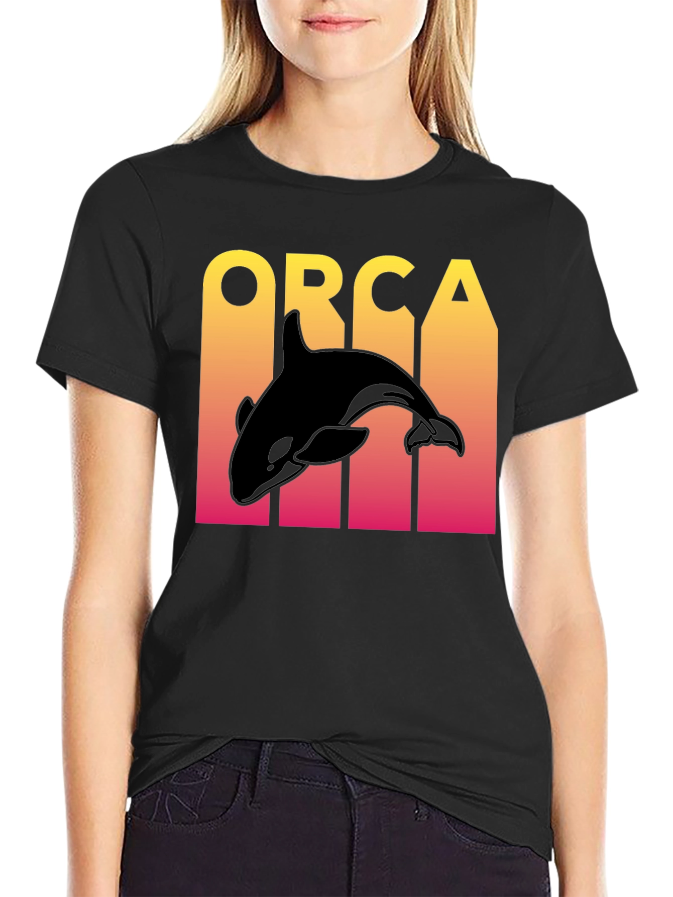 Orca Graphic Print Mens Black T-Shirt