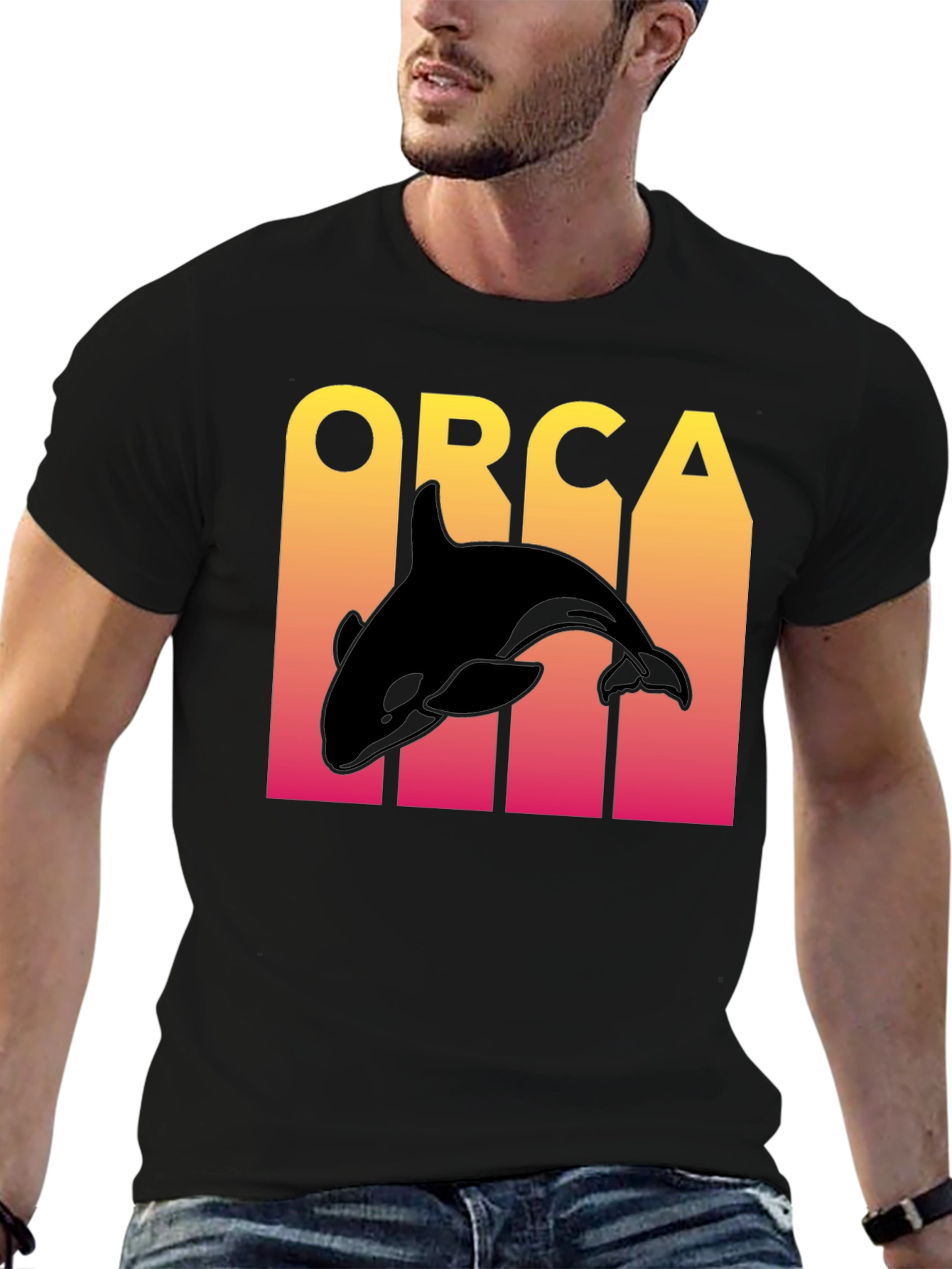 Orca Graphic Print Mens Black T-Shirt
