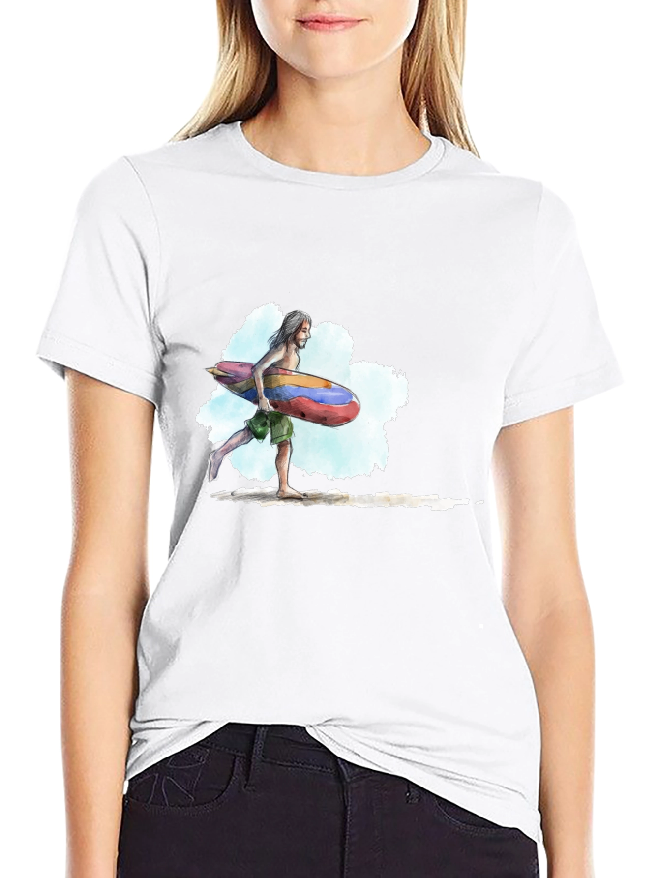 Surfer Dude Graphic Black Tee
