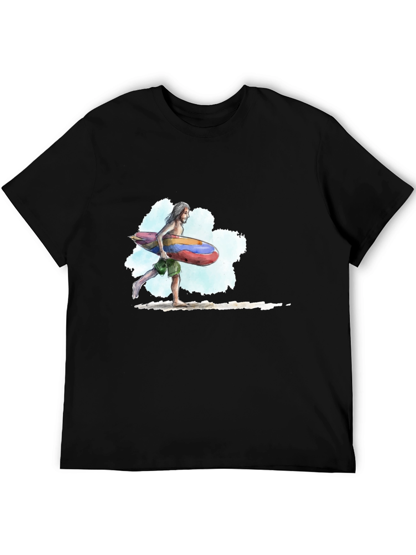 Surfer Dude Graphic Black Tee