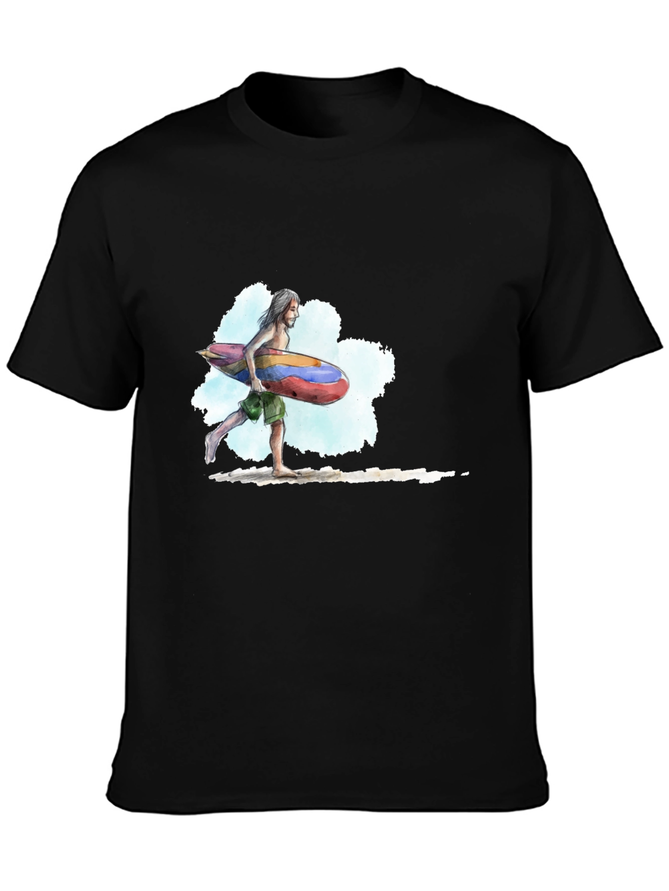 Surfer Dude Graphic Black Tee