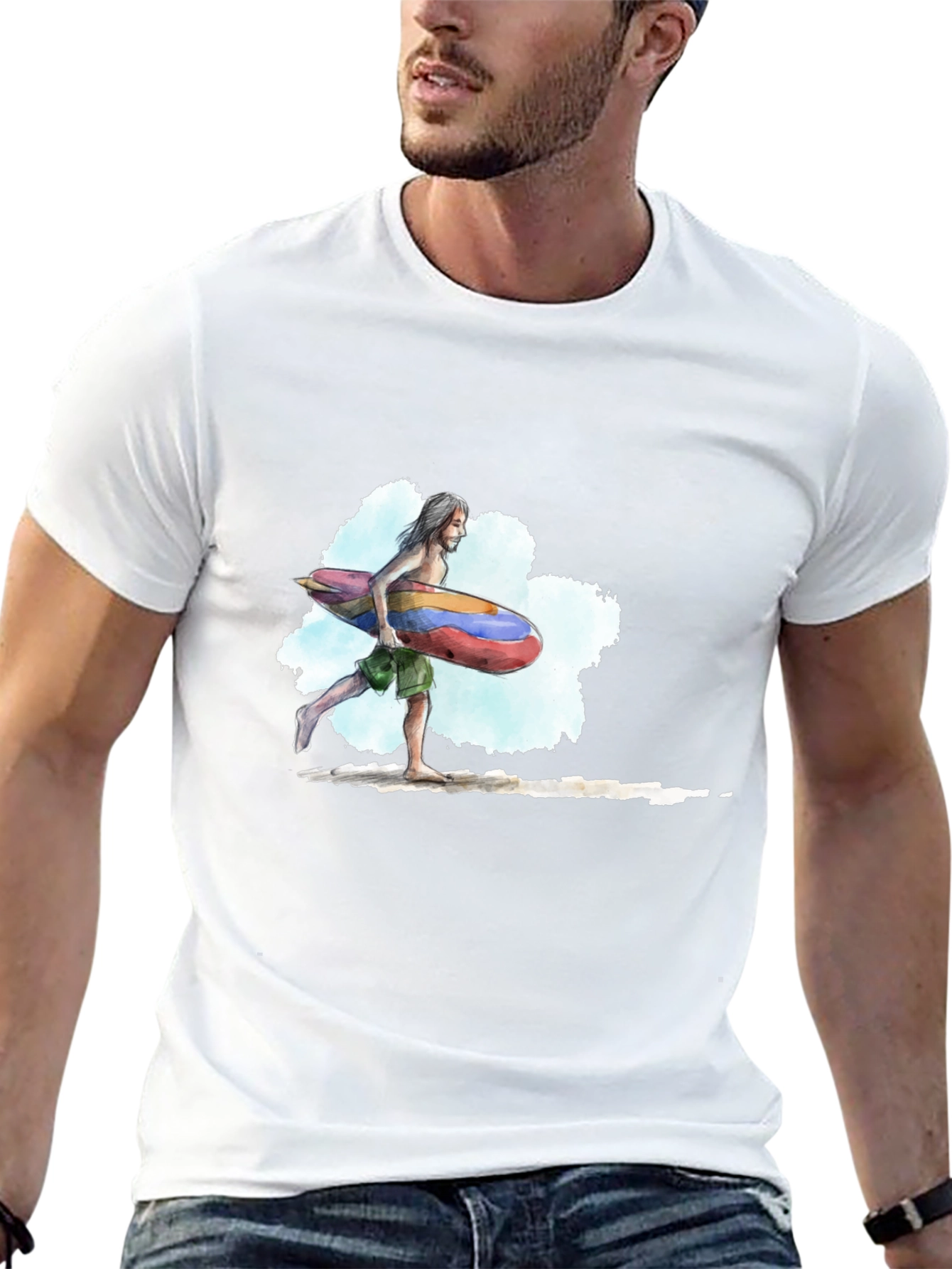 Surfer Dude Graphic Black Tee
