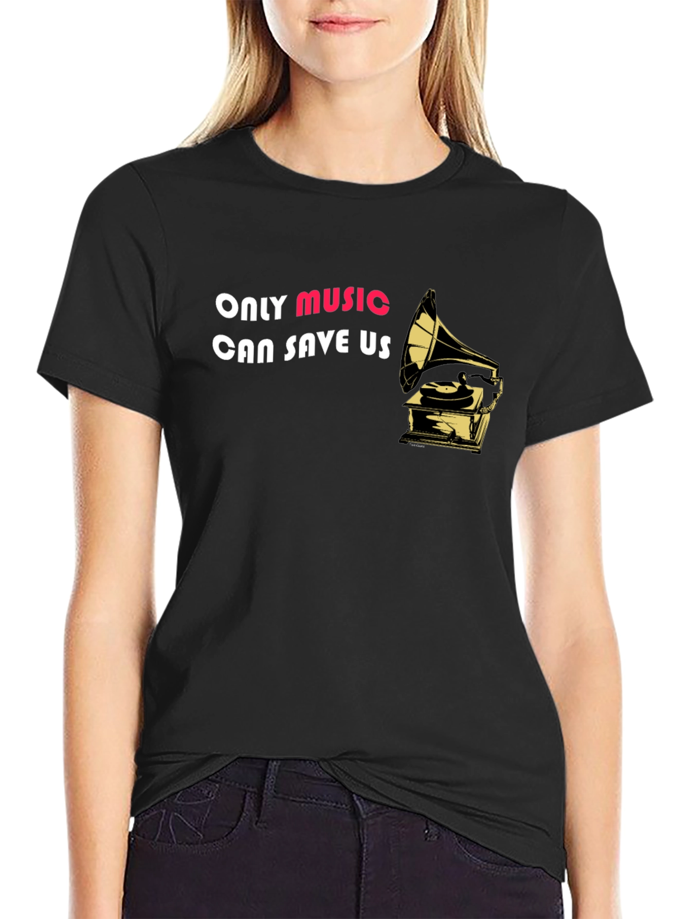 Music Saves Black Graphic Tee