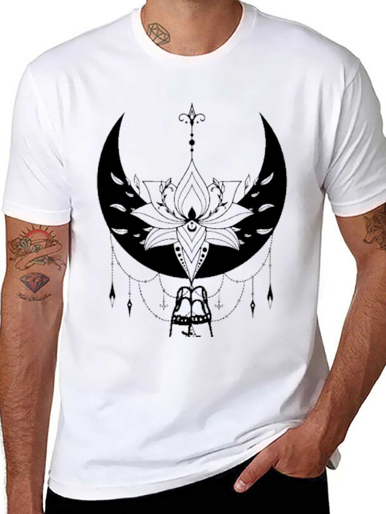 Mystic Moon Lotus Graphic Tee - Black