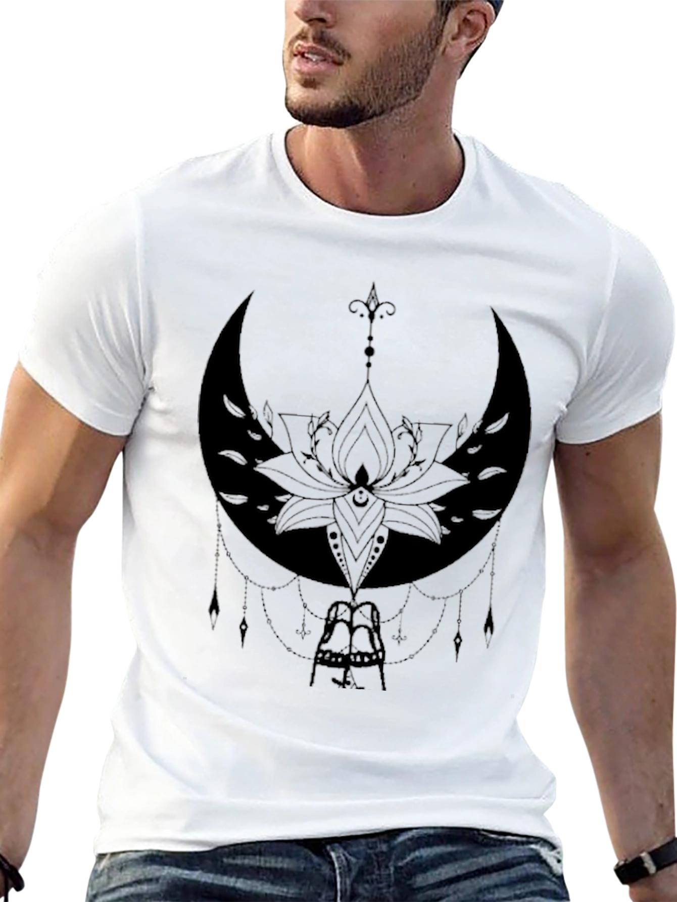 Mystic Moon Lotus Graphic Tee - Black
