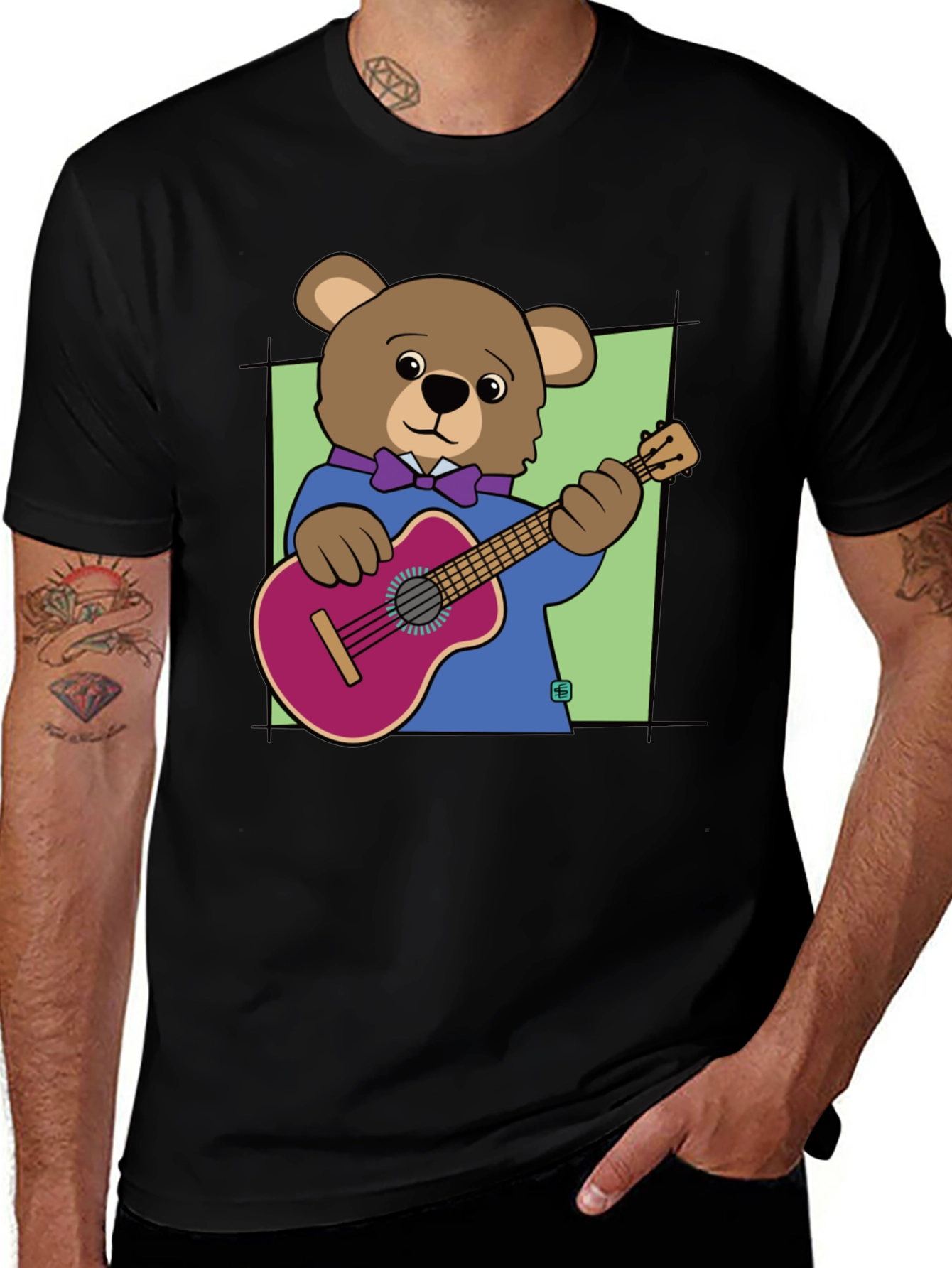 Bear Playing Guitar Graphic Tee - Cool Musician T-Shirt