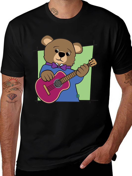 Bear Playing Guitar Graphic Tee - Cool Musician T-Shirt