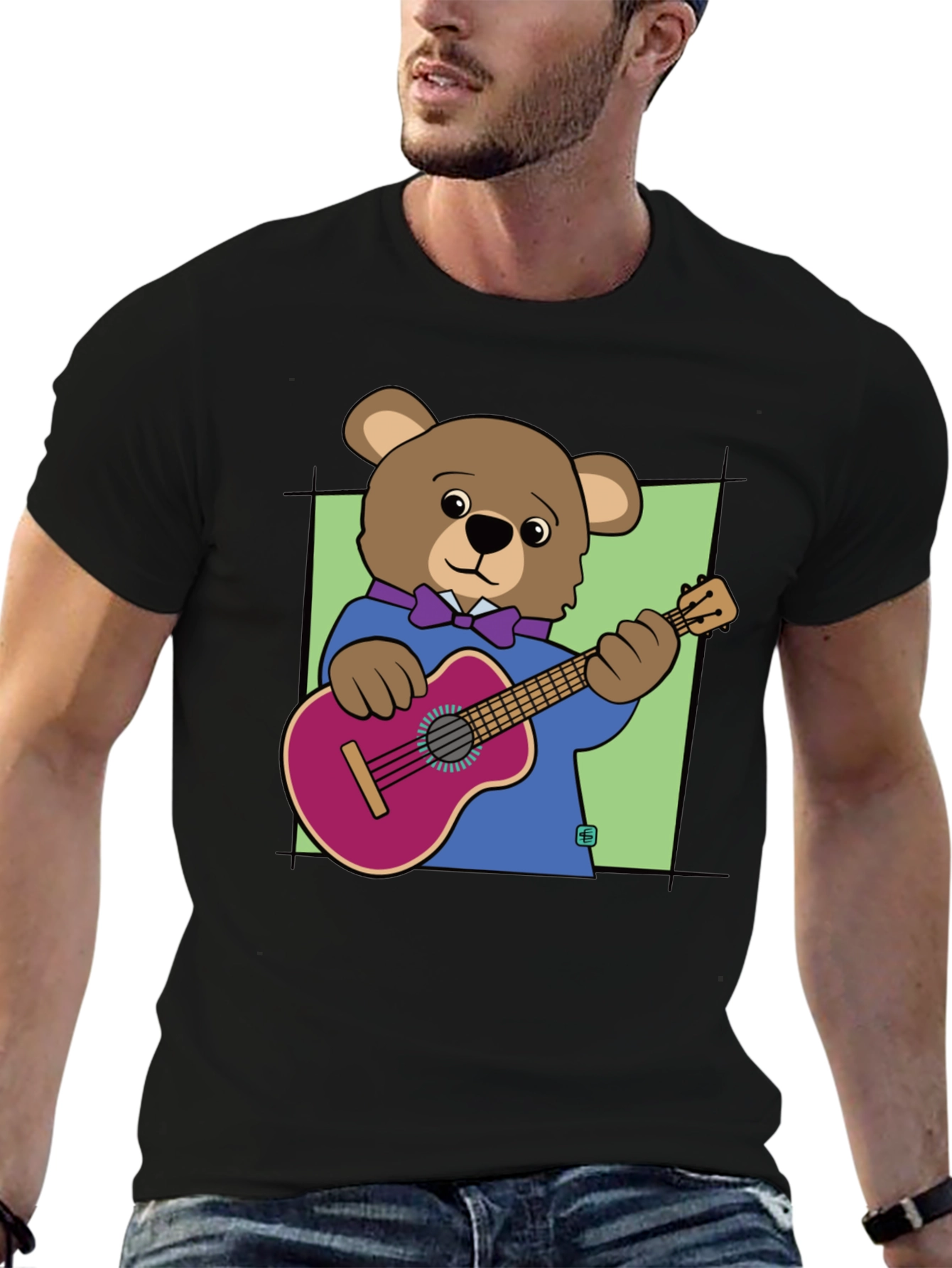 Bear Playing Guitar Graphic Tee - Cool Musician T-Shirt
