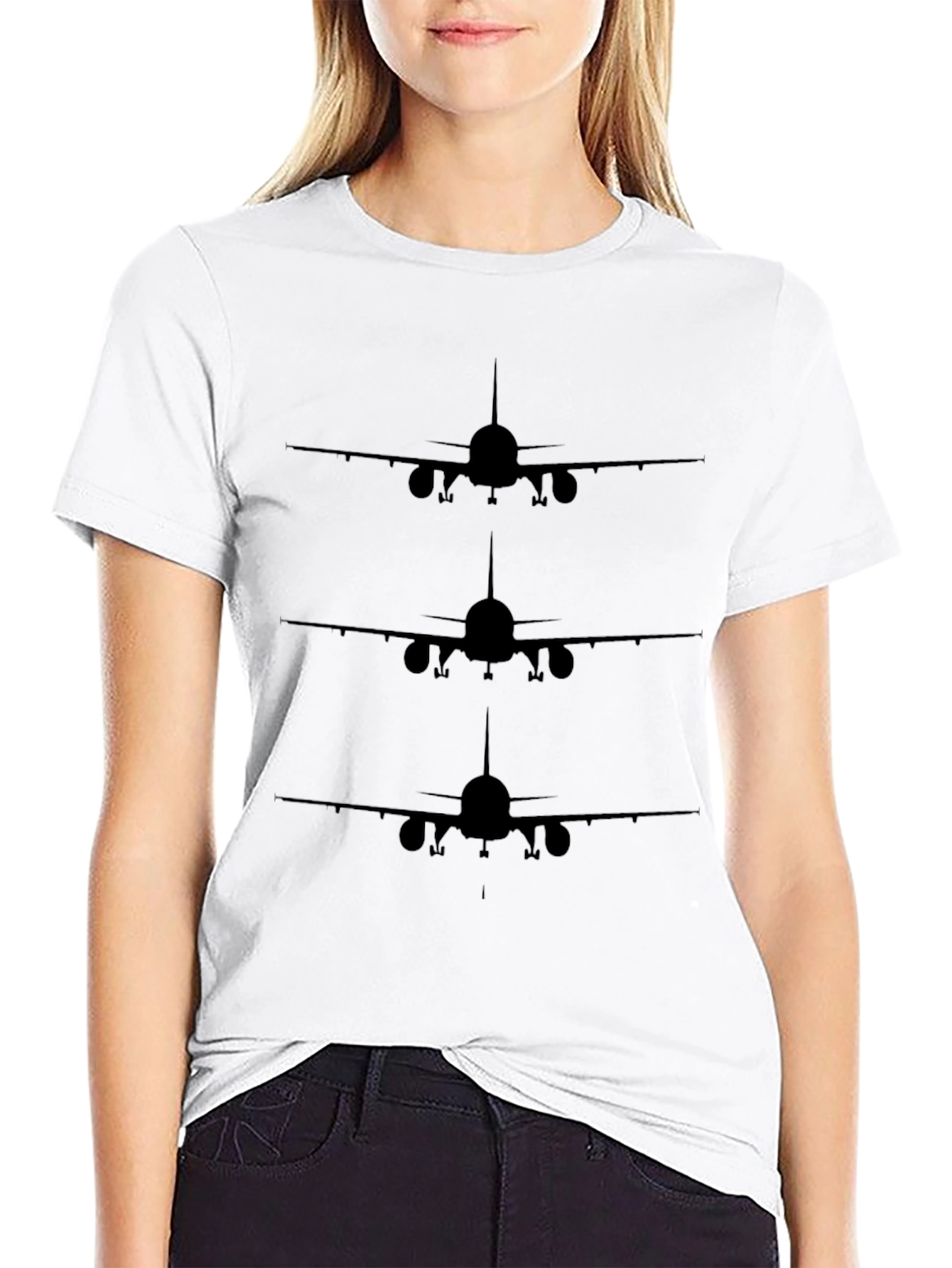 Airplane Silhouette Black T-Shirt