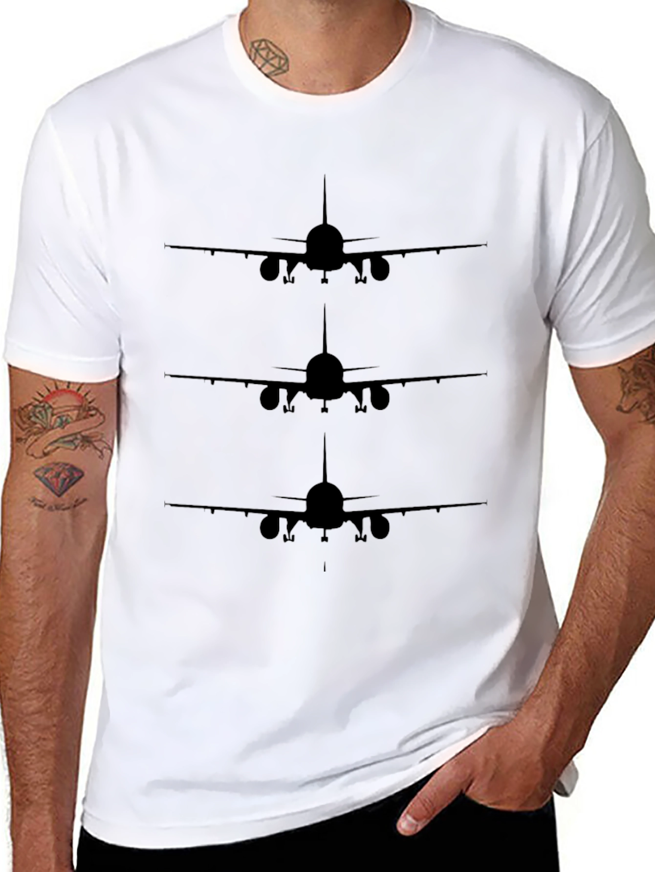 Airplane Silhouette Black T-Shirt