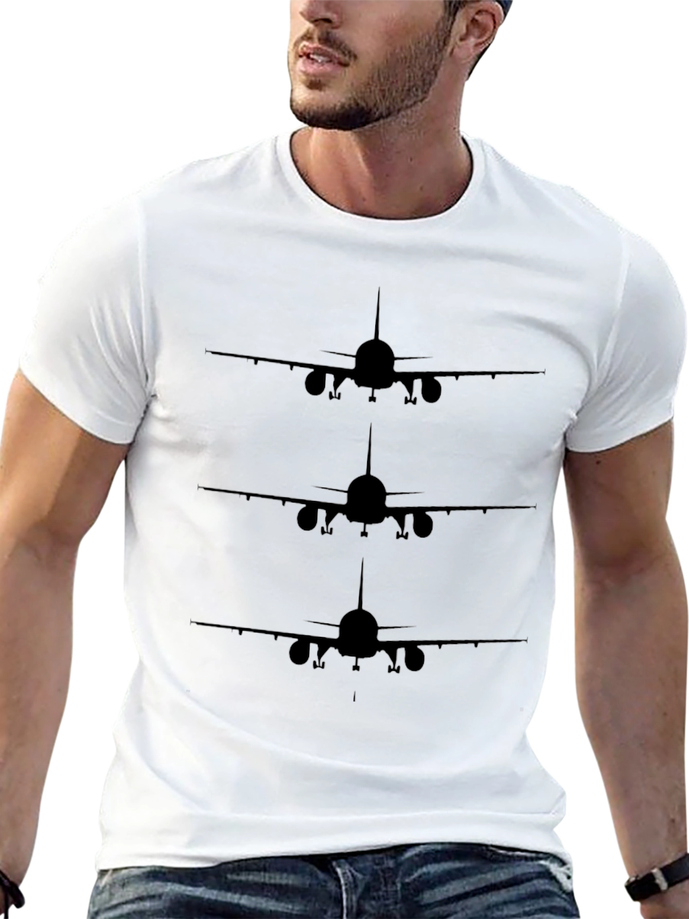 Airplane Silhouette Black T-Shirt