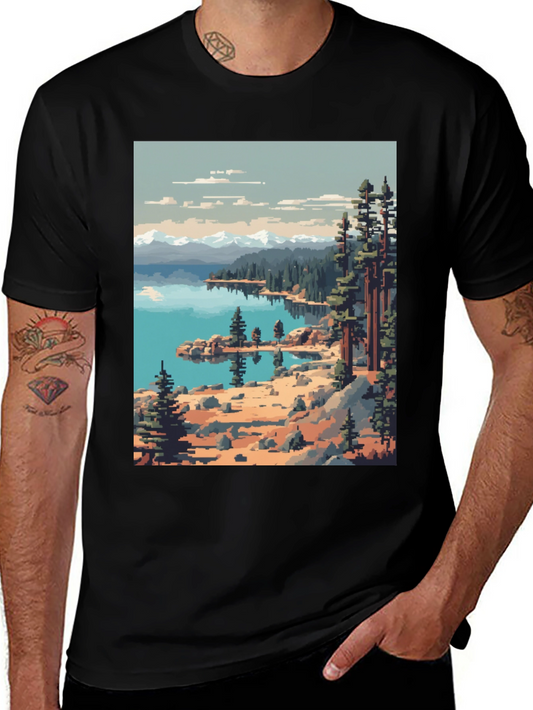 Pixel Art Nature Scene Graphic Tee