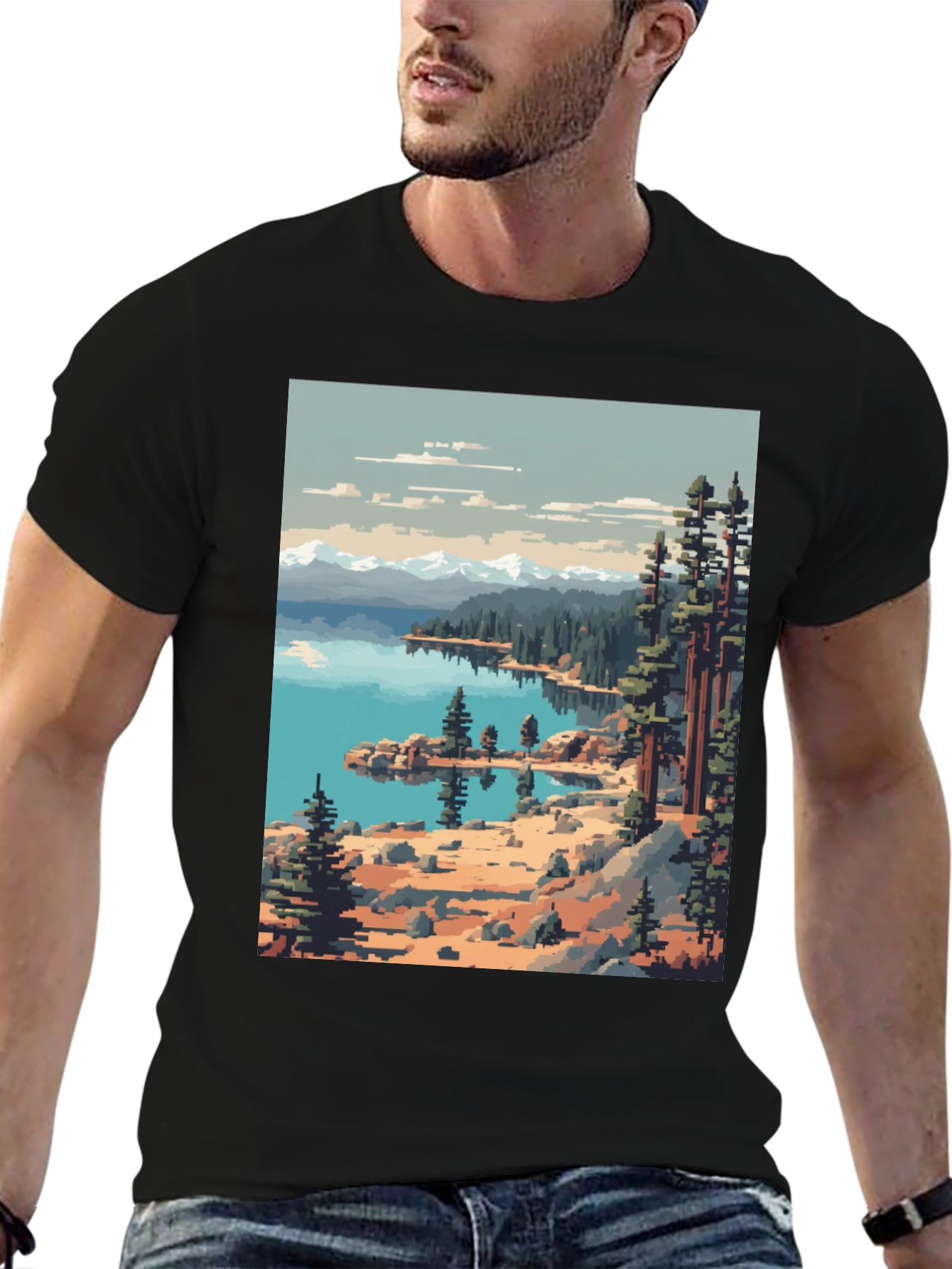 Pixel Art Nature Scene Graphic Tee