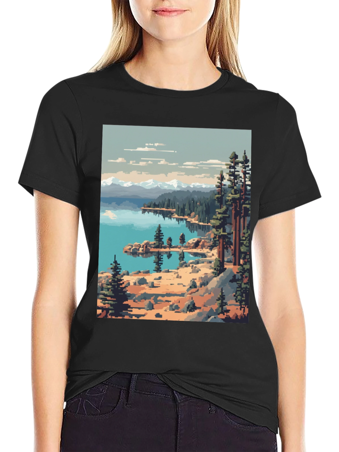 Pixel Art Nature Scene Graphic Tee