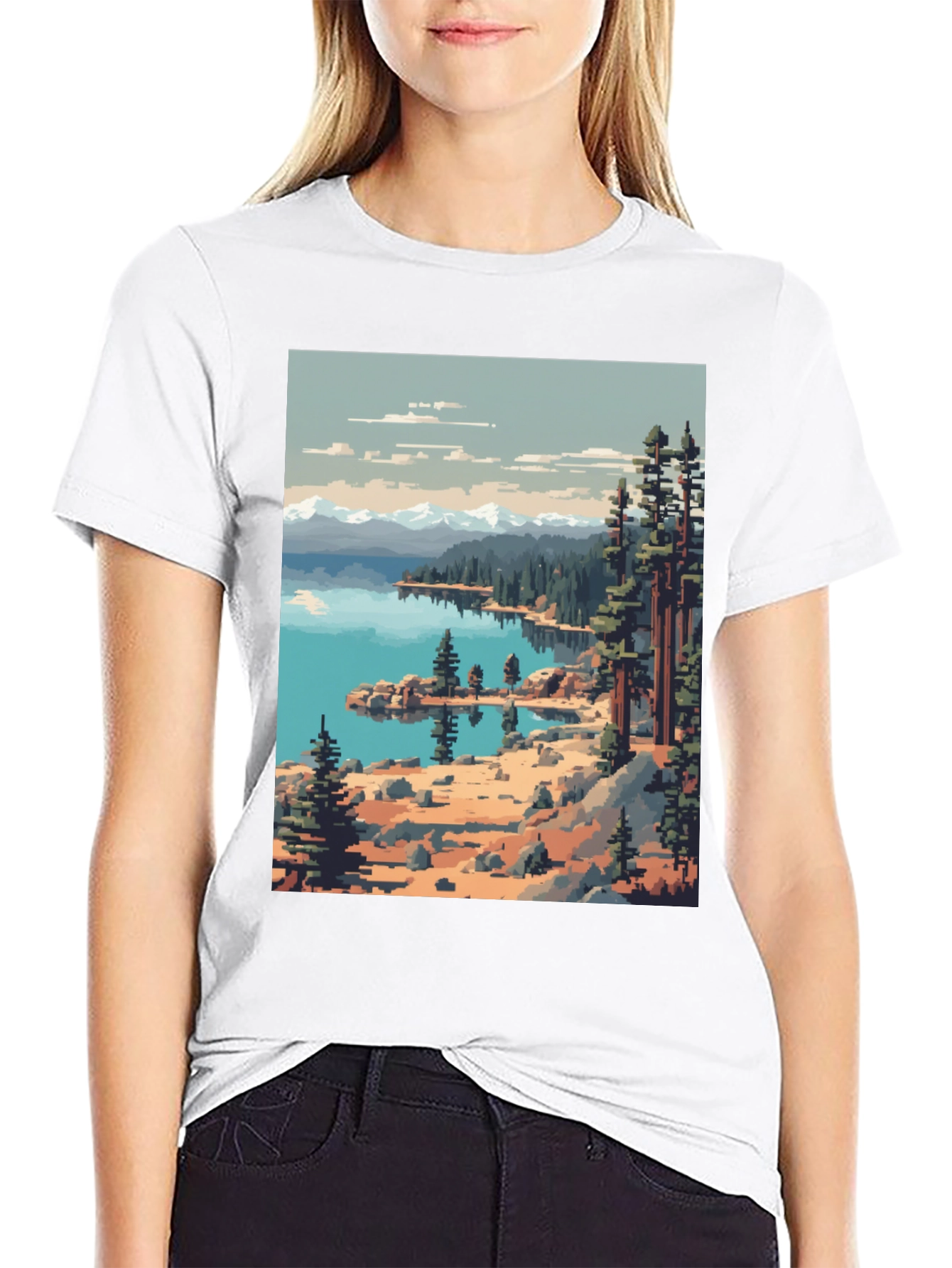 Pixel Art Nature Scene Graphic Tee