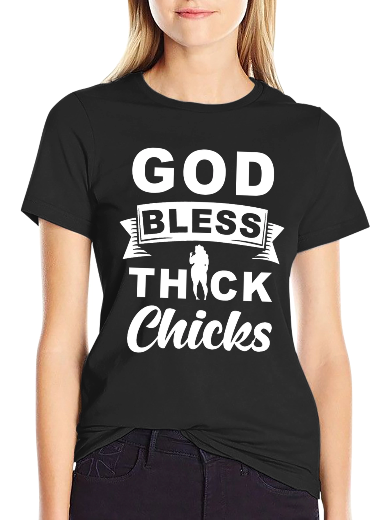 God Bless Thick Chicks Black T-Shirt