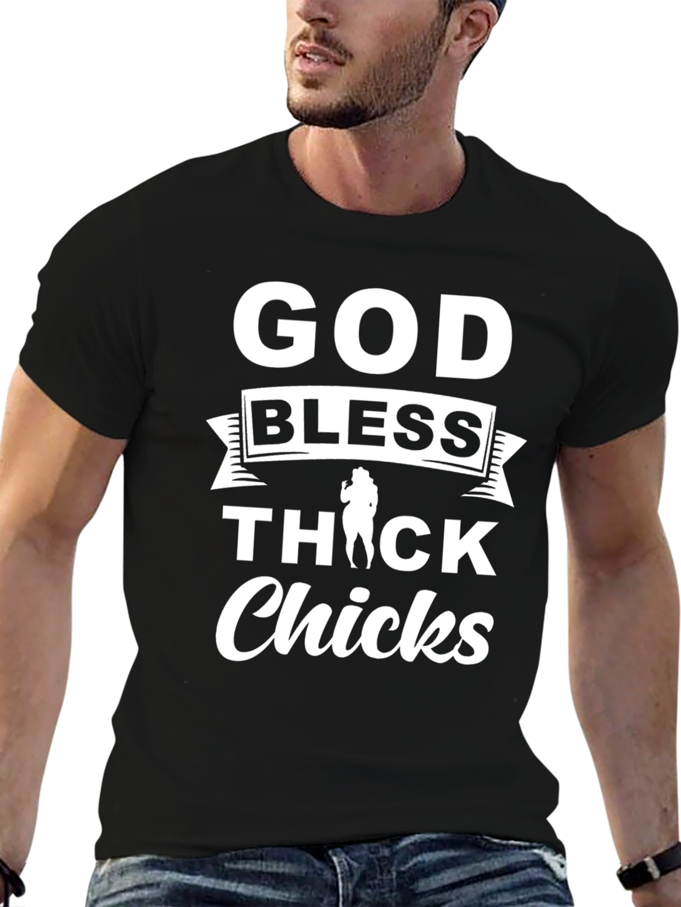 God Bless Thick Chicks Black T-Shirt