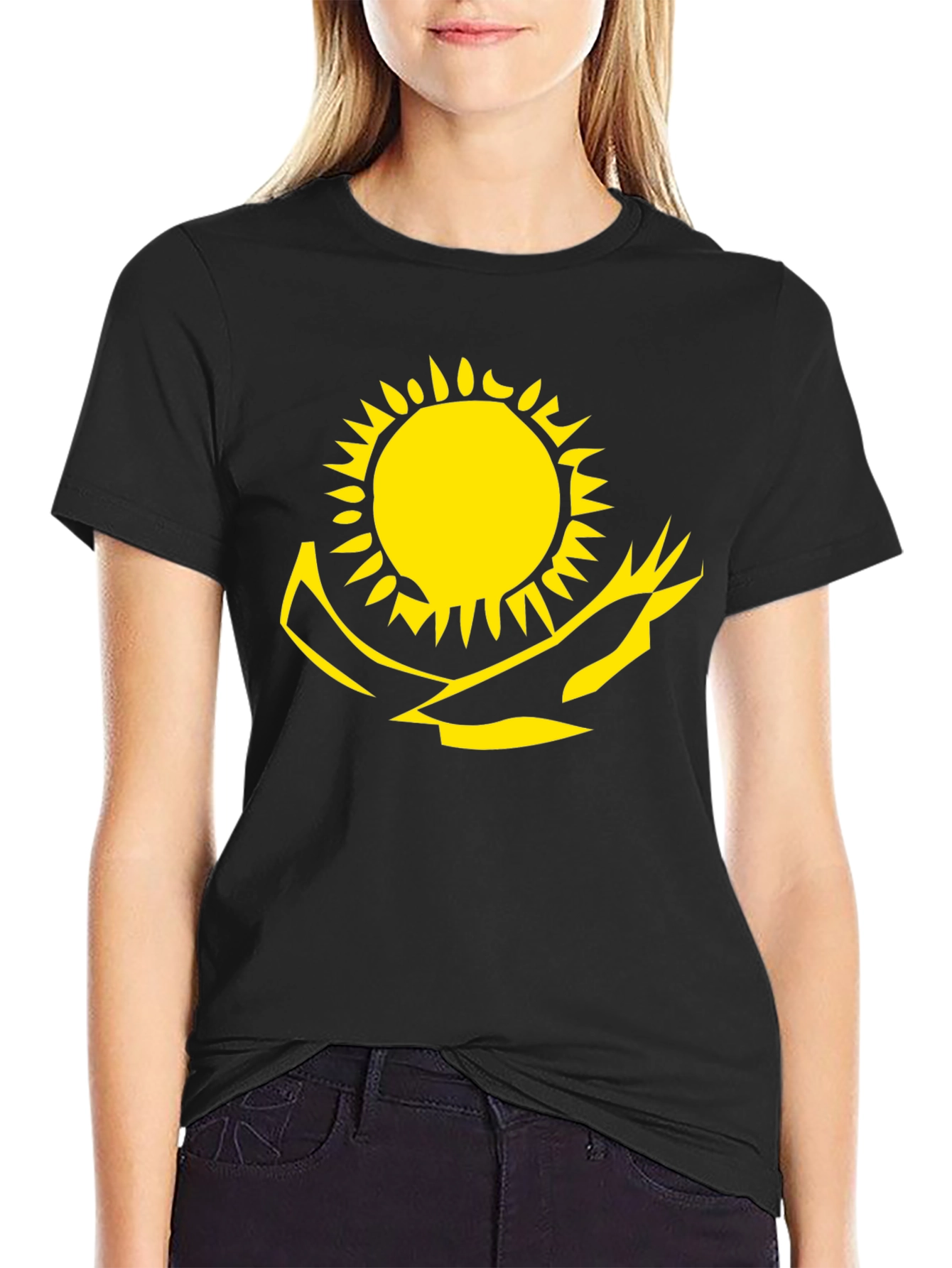 Kazakhstan Flag Graphic Tee - Stylish Black T-Shirt