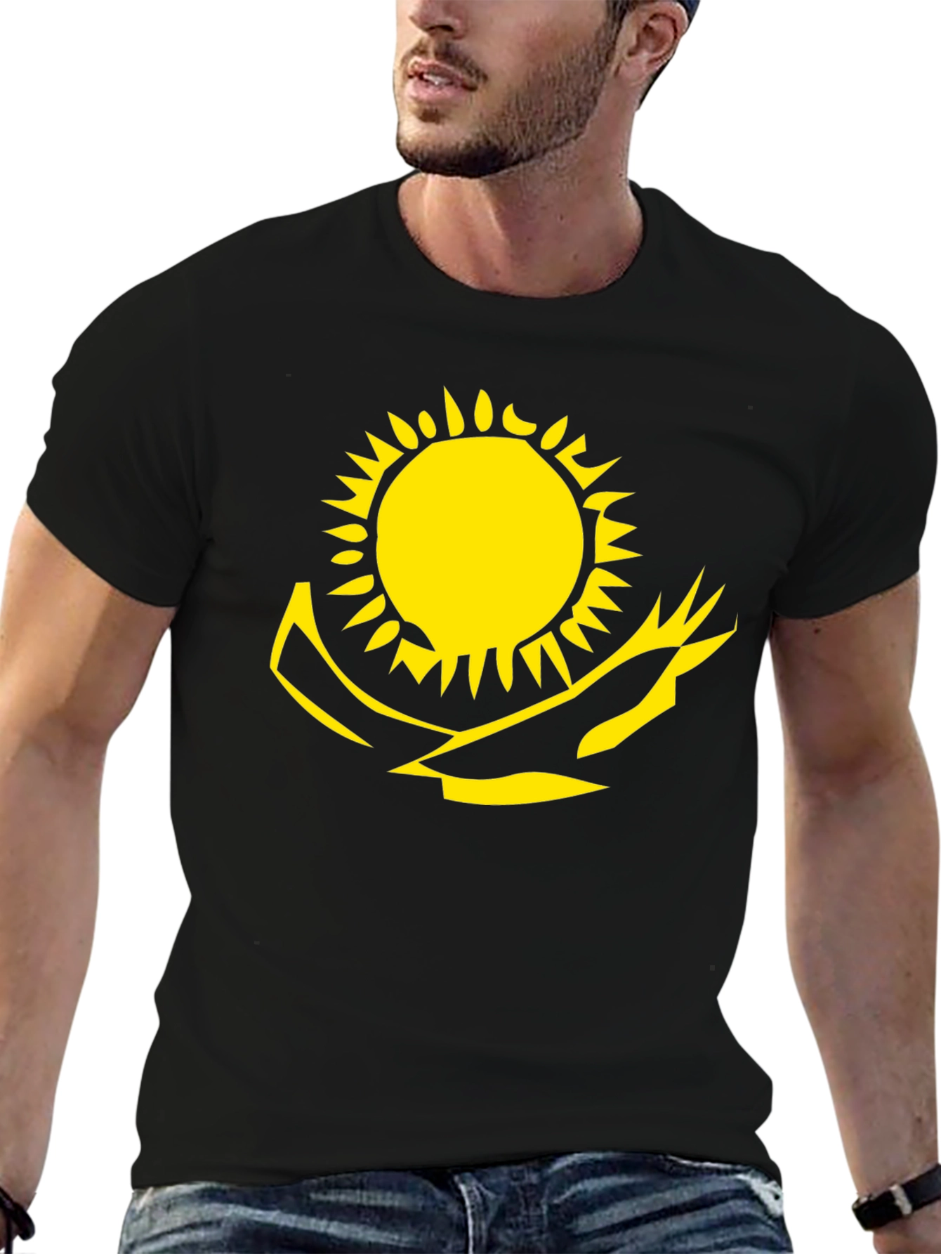 Kazakhstan Flag Graphic Tee - Stylish Black T-Shirt