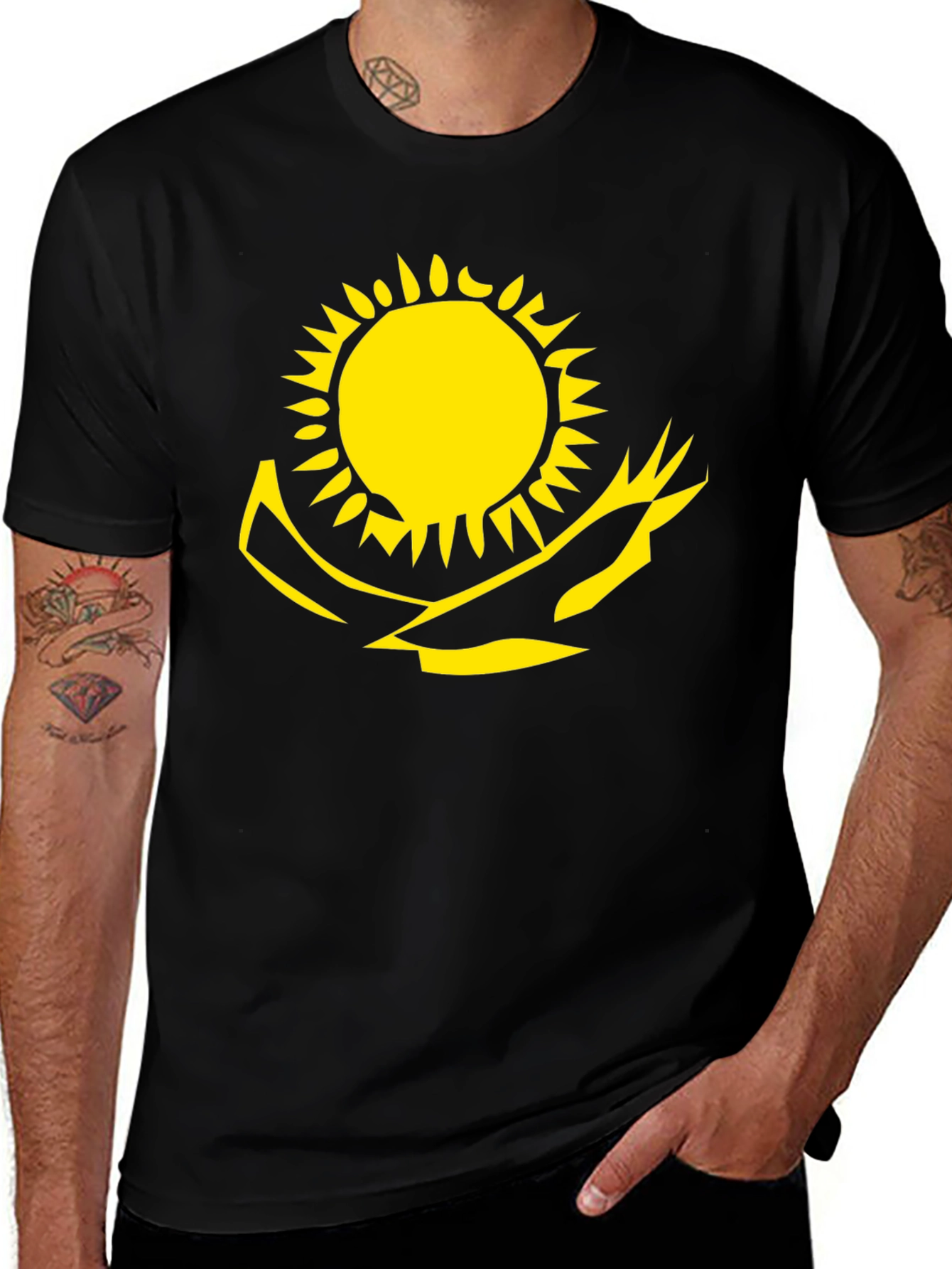 Kazakhstan Flag Graphic Tee - Stylish Black T-Shirt