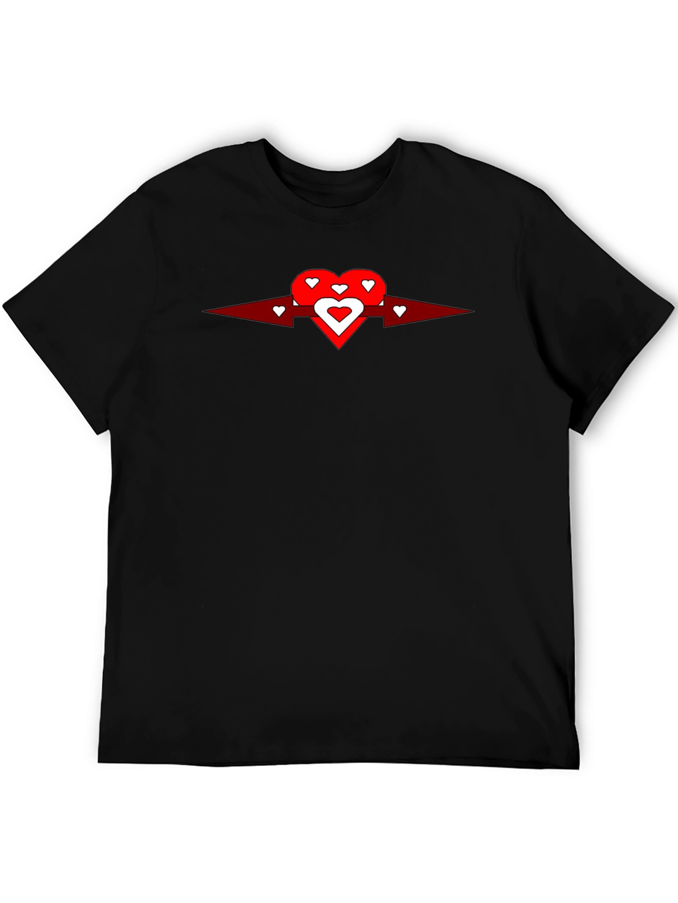 Heart Arrow Graphic Tee - Black Cotton Casual Shirt