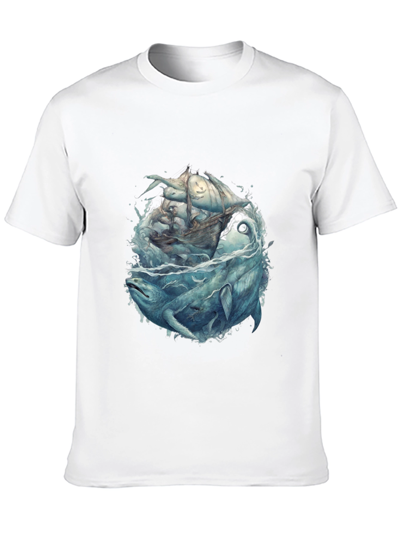 Whale & Ship Graphic Tee - Mens Black T-Shirt