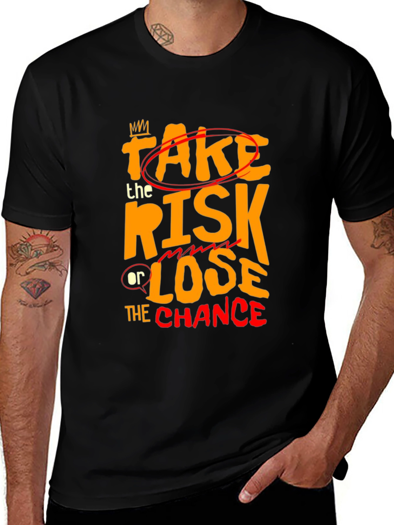 Take the Risk Graphic Tee - Motivational Black T-Shirt