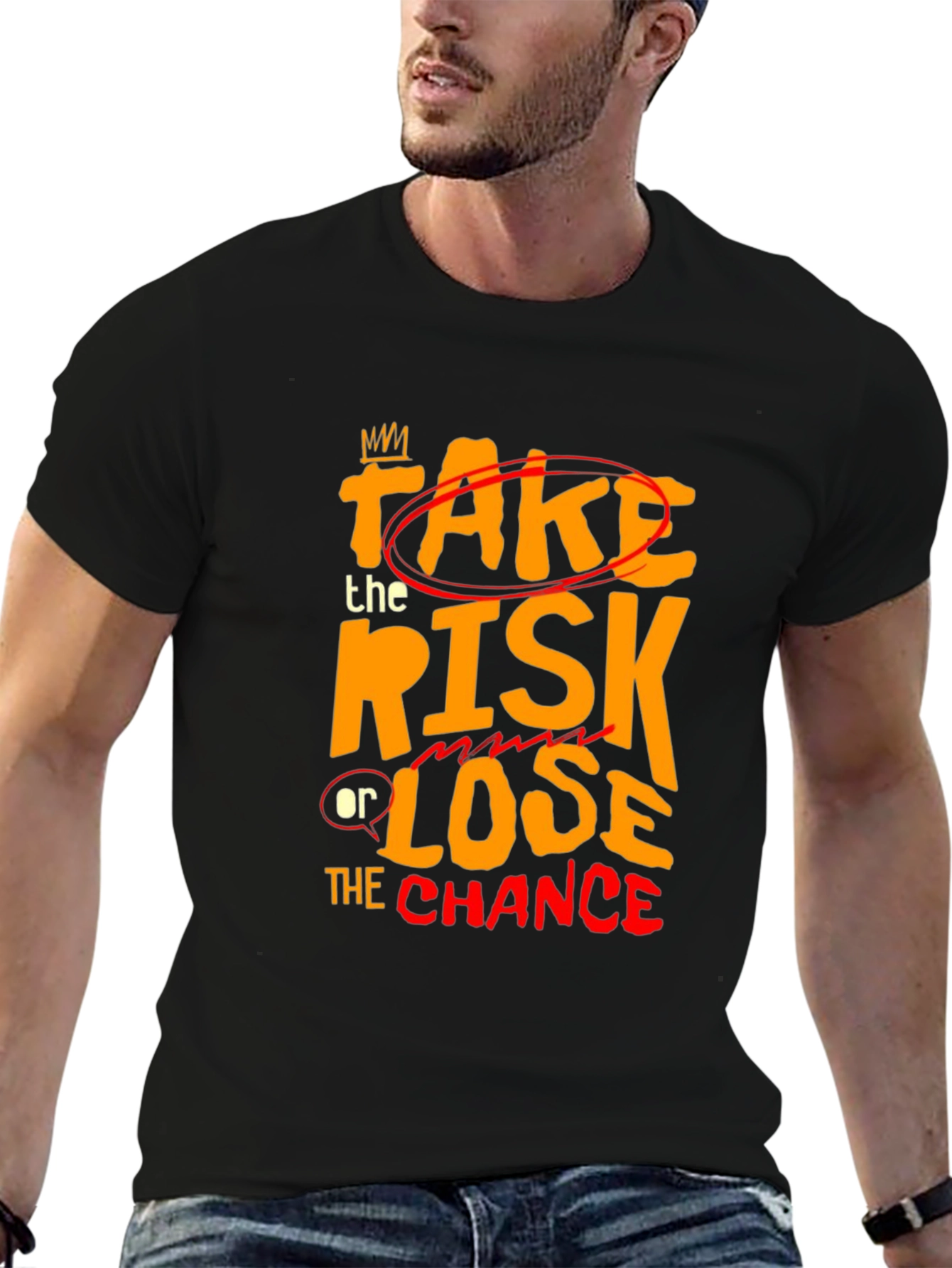 Take the Risk Graphic Tee - Motivational Black T-Shirt