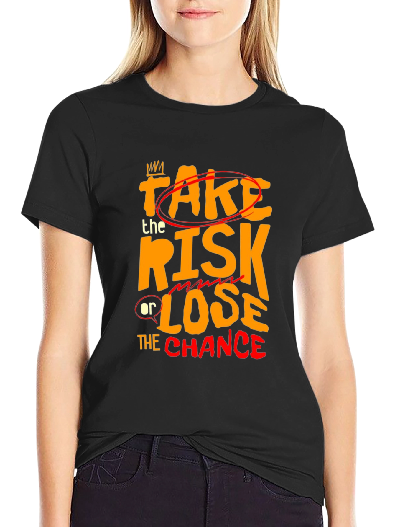 Take the Risk Graphic Tee - Motivational Black T-Shirt