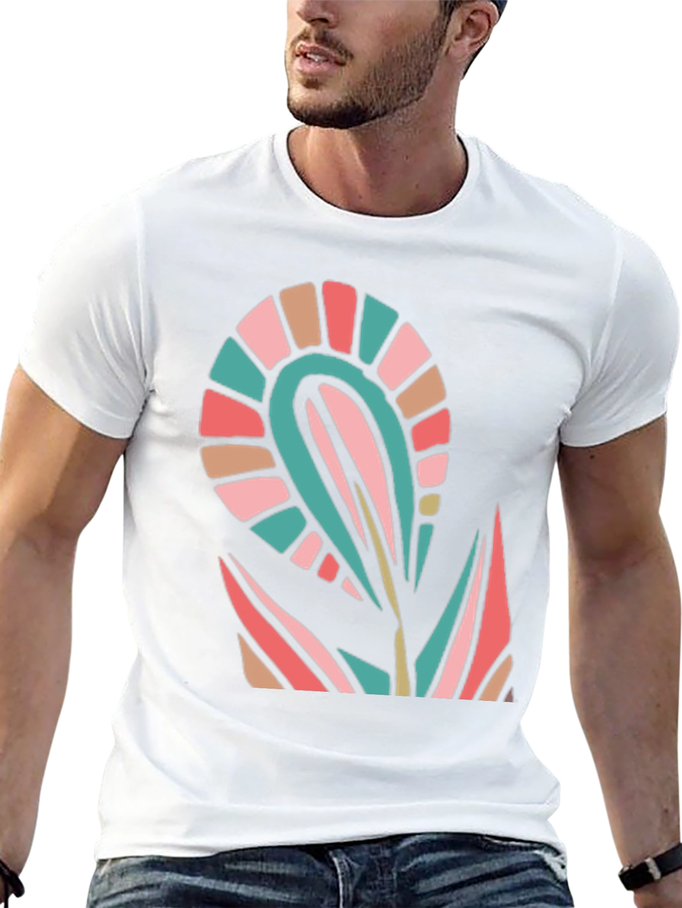Modern Floral Graphic Black T-Shirt
