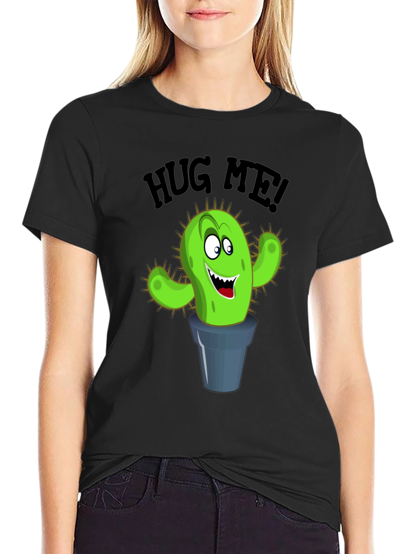 Hug Me Cactus Graphic T-Shirt - Funny Novelty Tee