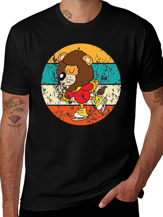 Retro Lion Ice Skating T-Shirt