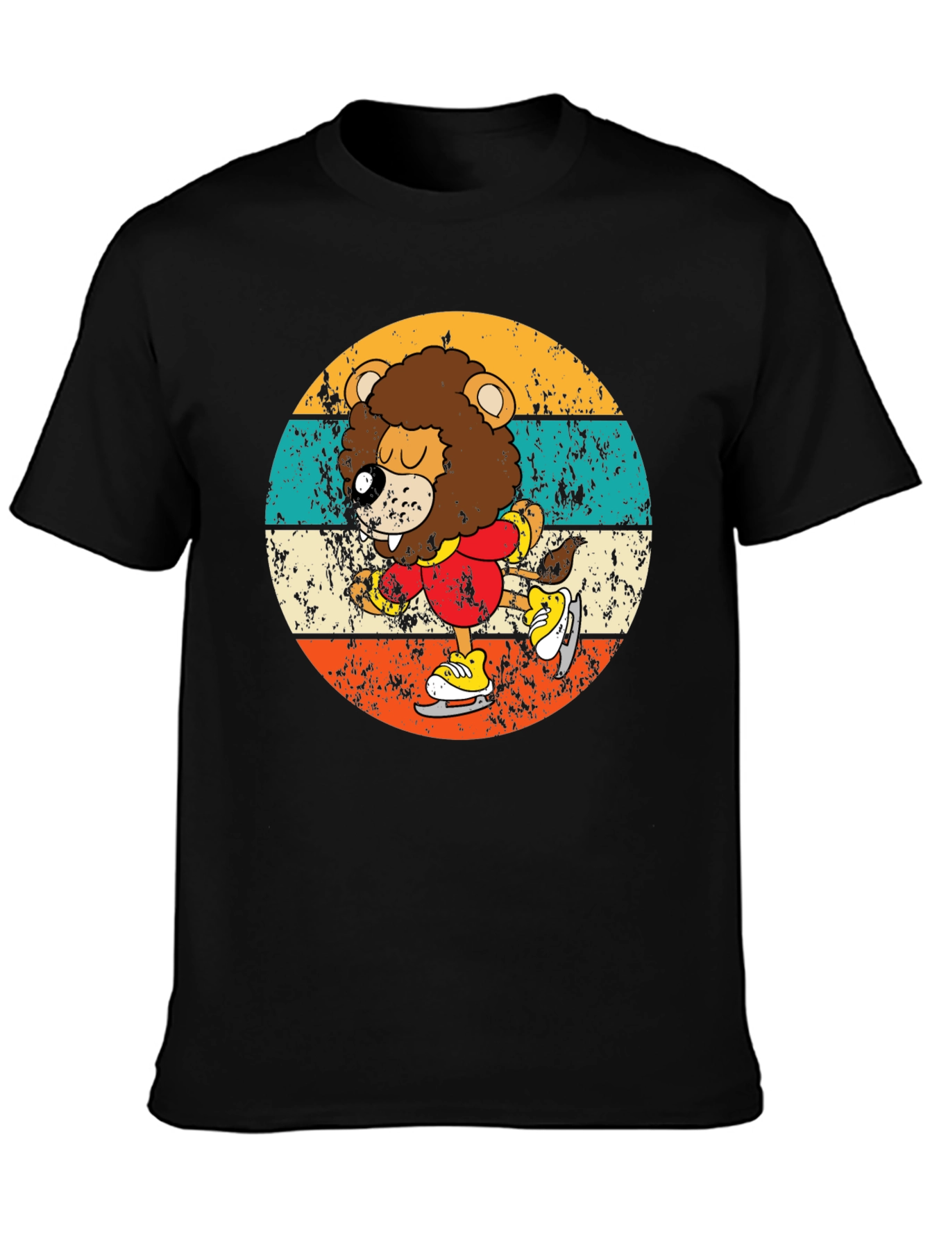 Retro Lion Ice Skating T-Shirt