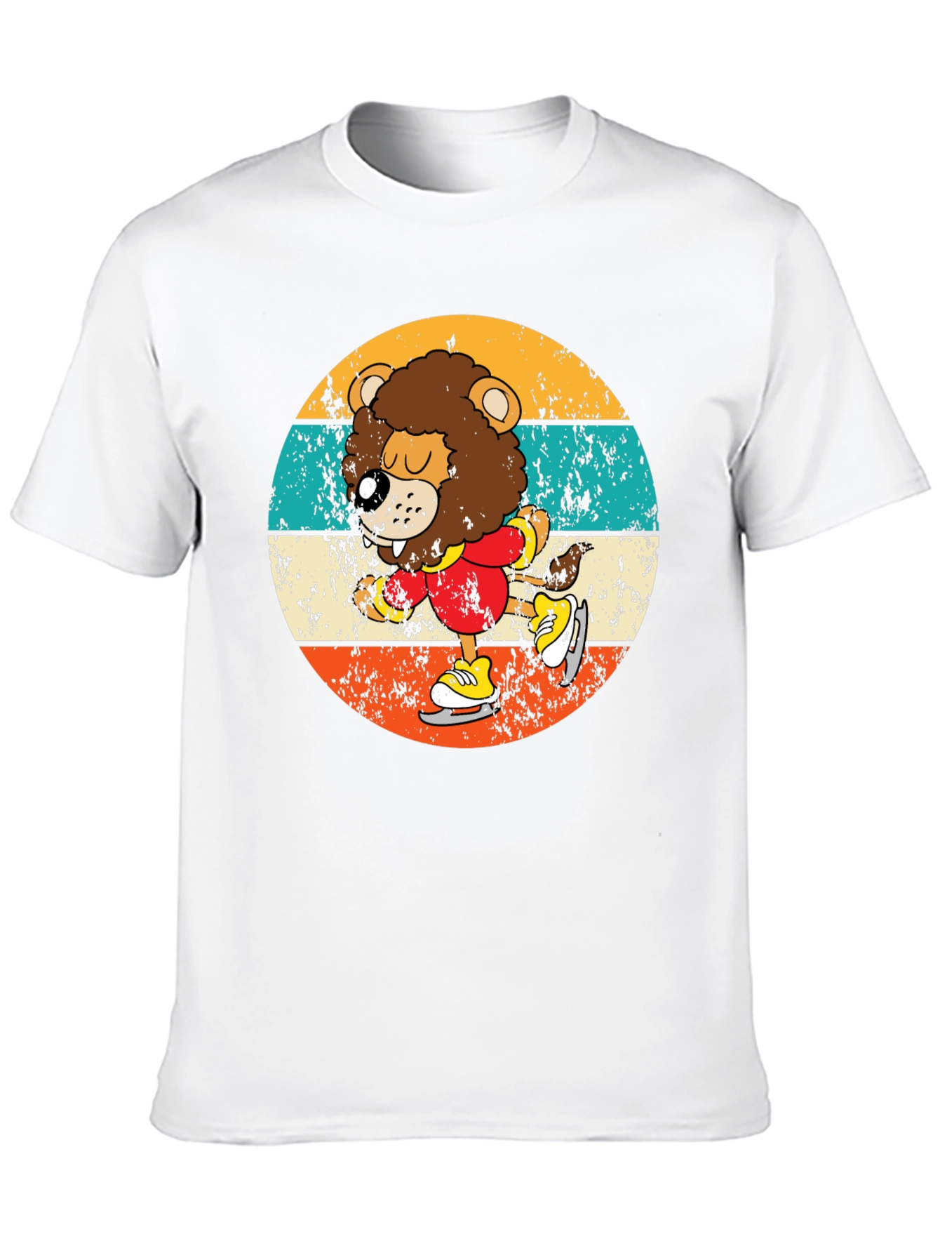 Retro Lion Ice Skating T-Shirt