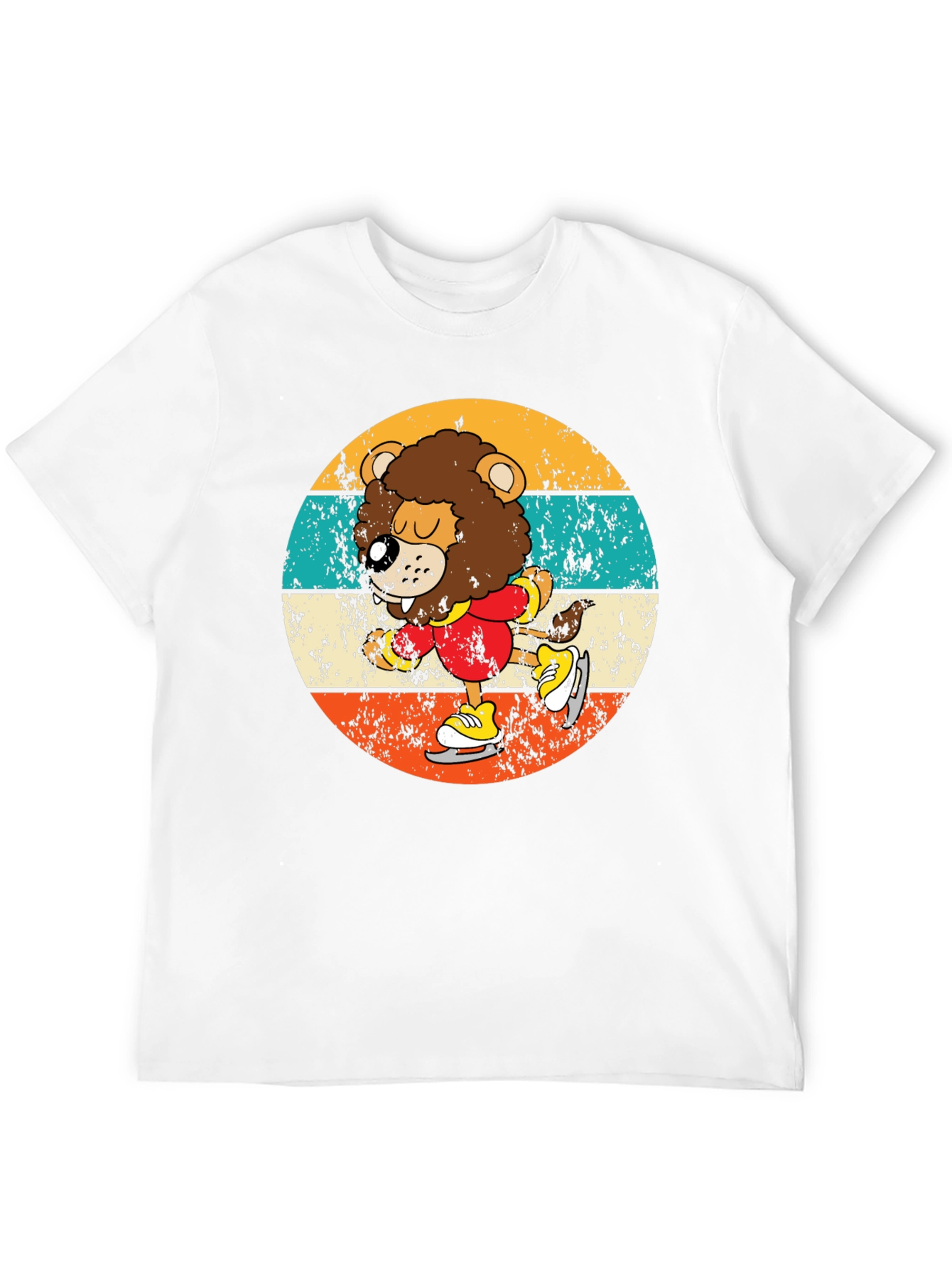 Retro Lion Ice Skating T-Shirt