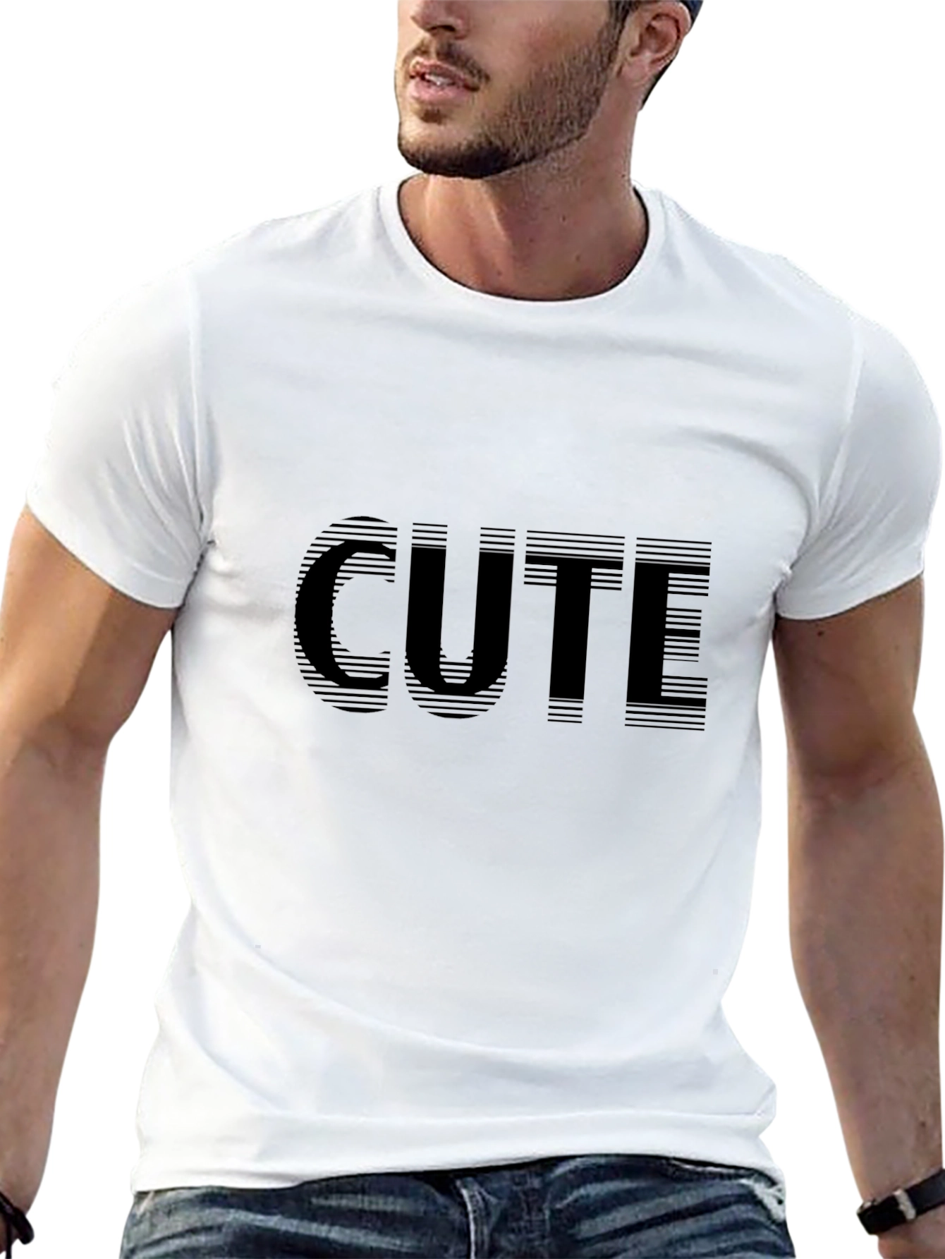 Mens Black Graphic T-Shirt - CUTE Design