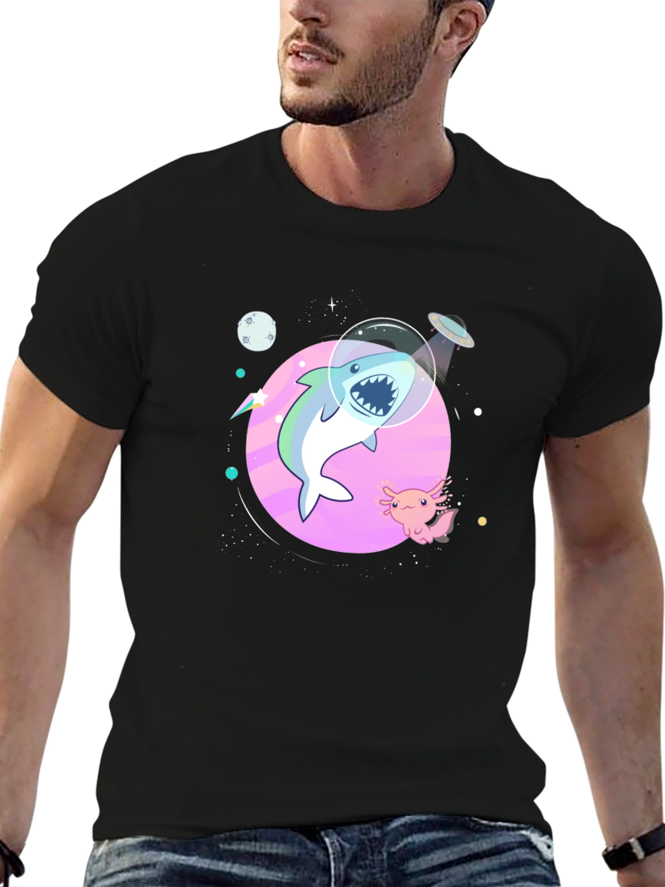 Shark in Space T-Shirt - Cool Graphic Tee