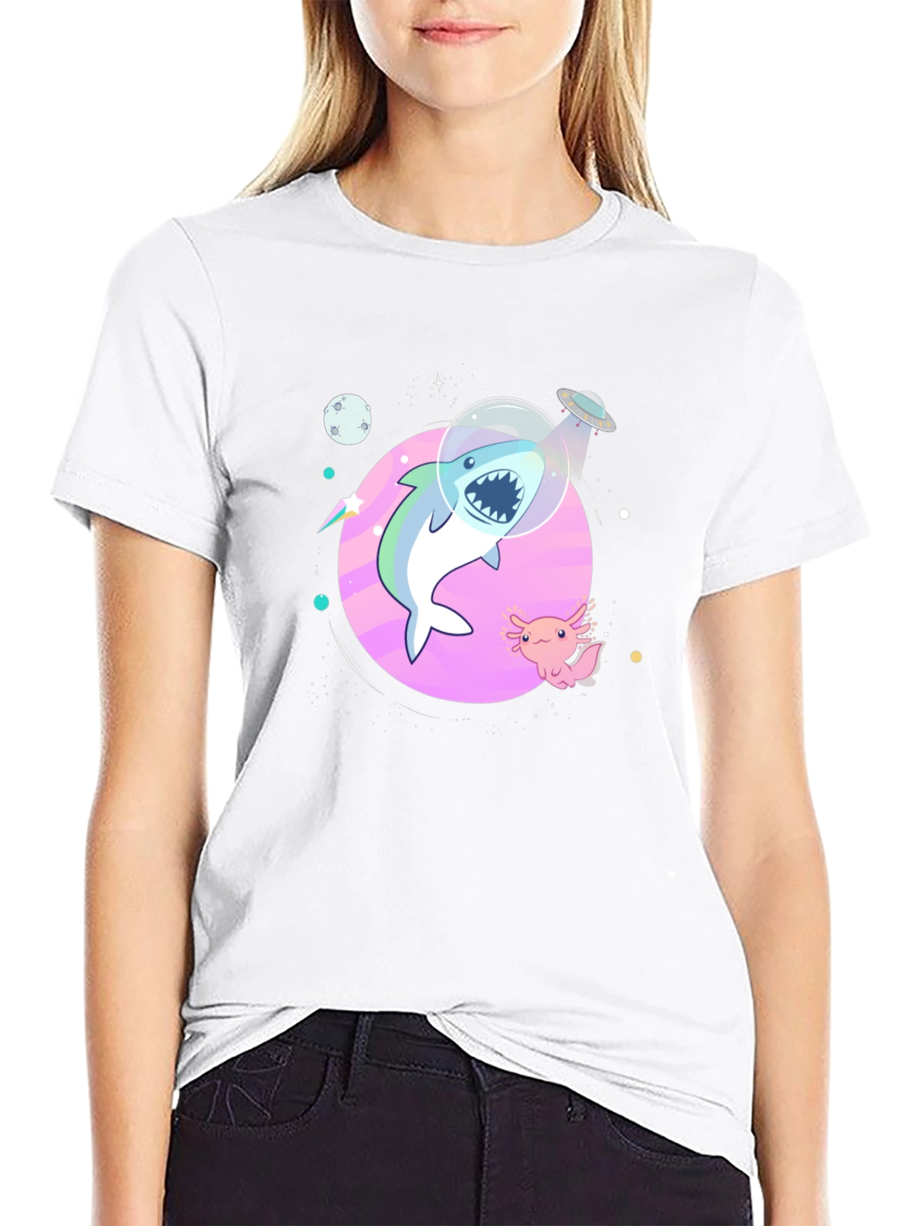 Shark in Space T-Shirt - Cool Graphic Tee