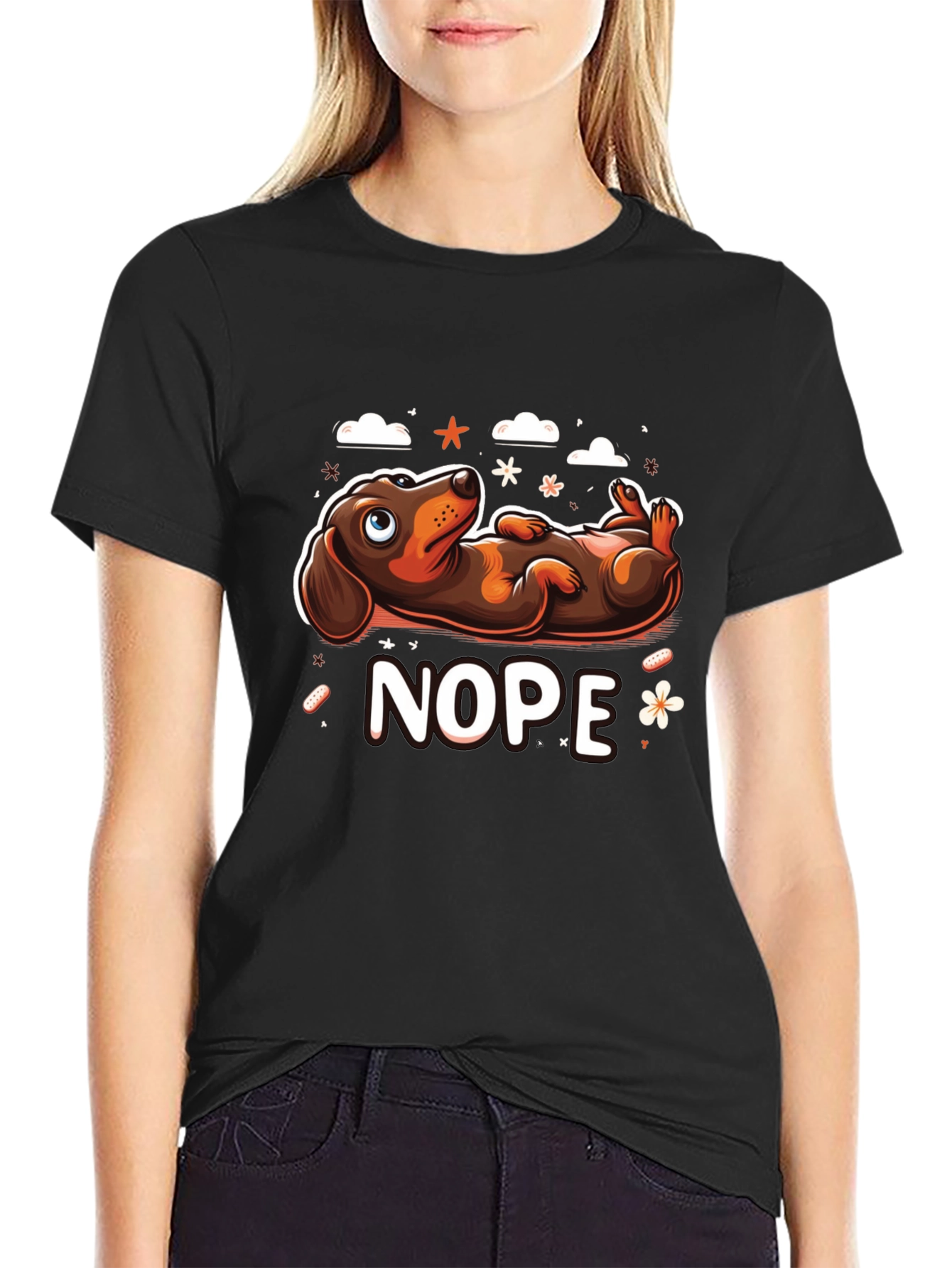 Nope Dachshund T-Shirt - Lazy Dog Graphic Tee