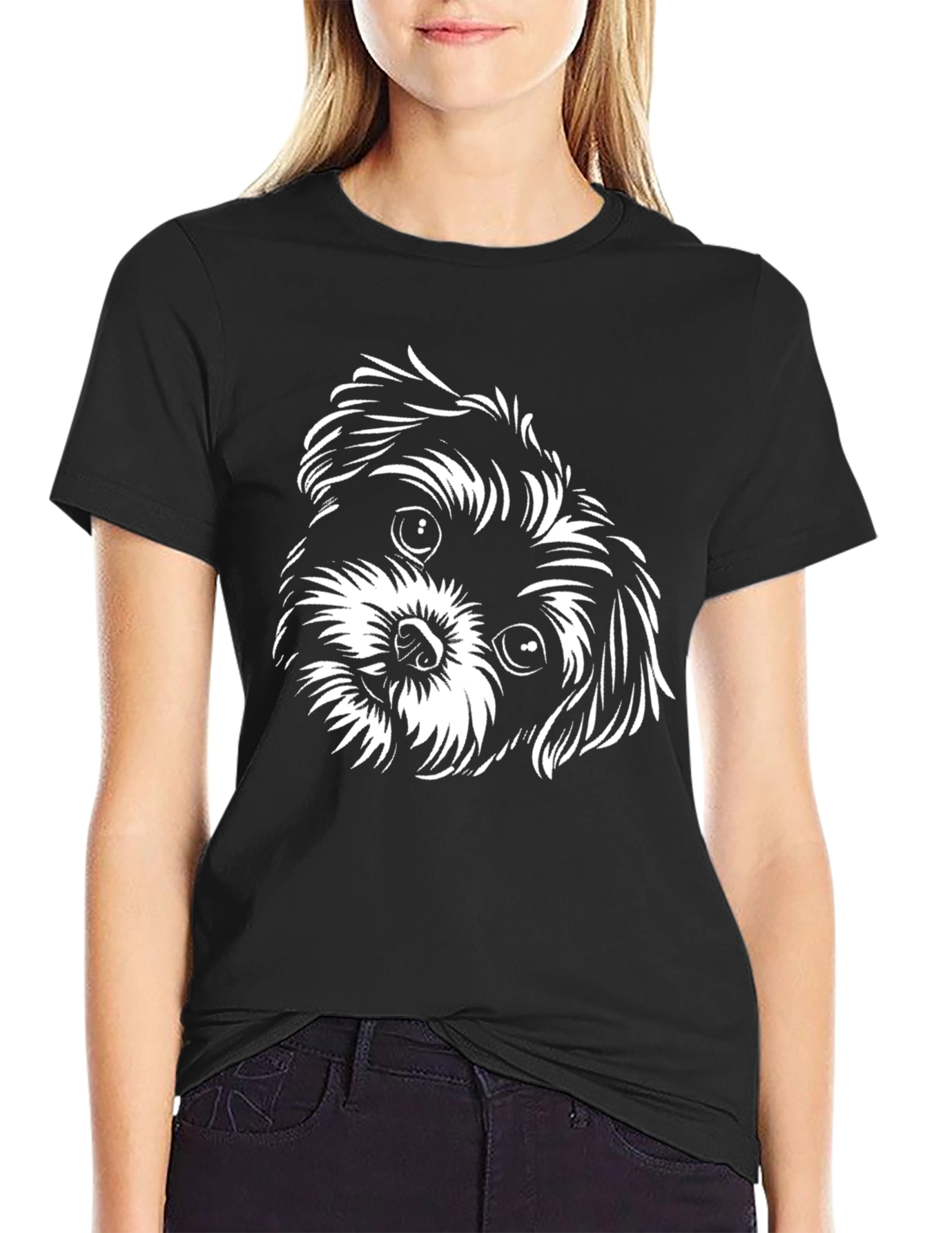 Cute Dog Graphic Tee - Black T-Shirt