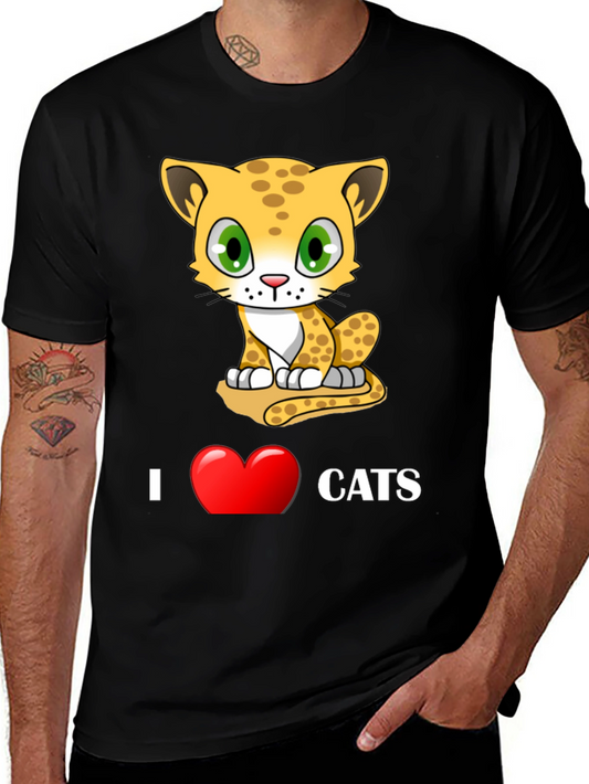 I Love Cats T-Shirt - Cute Cartoon Kitten Design