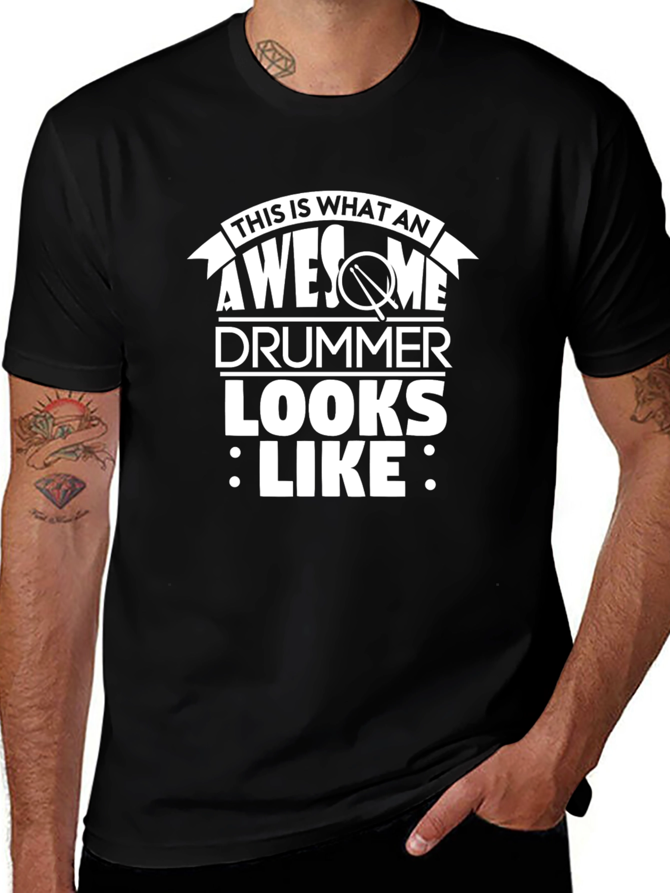 Awesome Drummer T-Shirt - Black