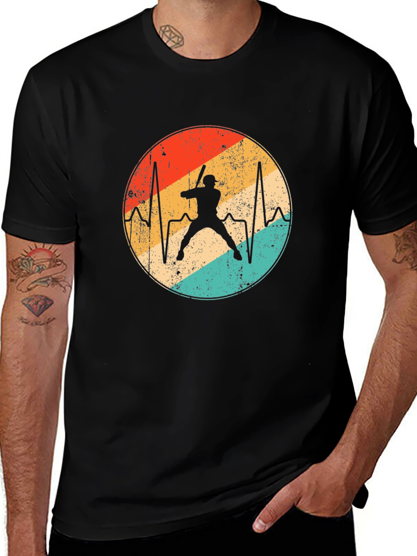 Baseball Heartbeat T-Shirt - Retro Sports Tee